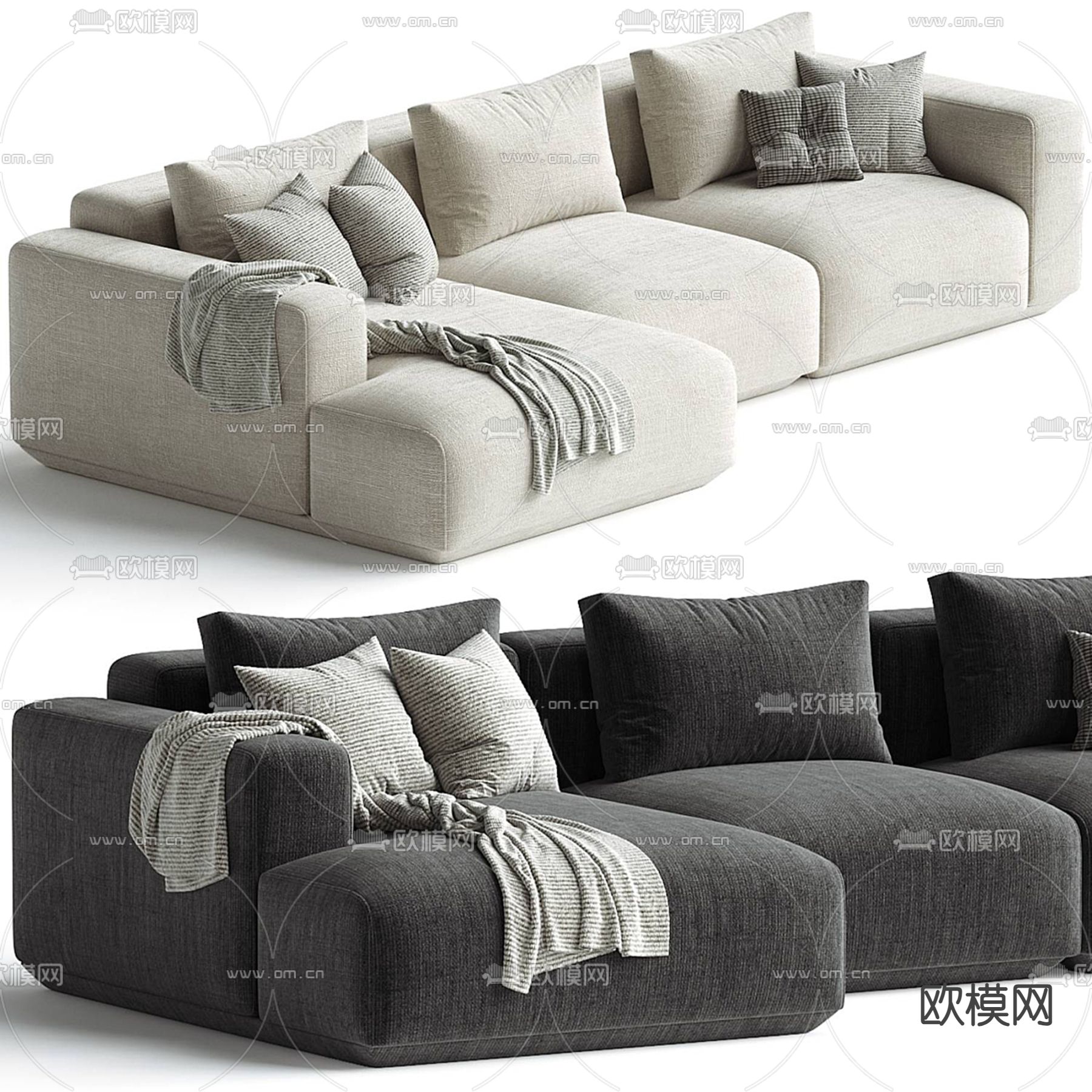 米洛提 Minotti 三人沙发3d模型下载（渲染图1）