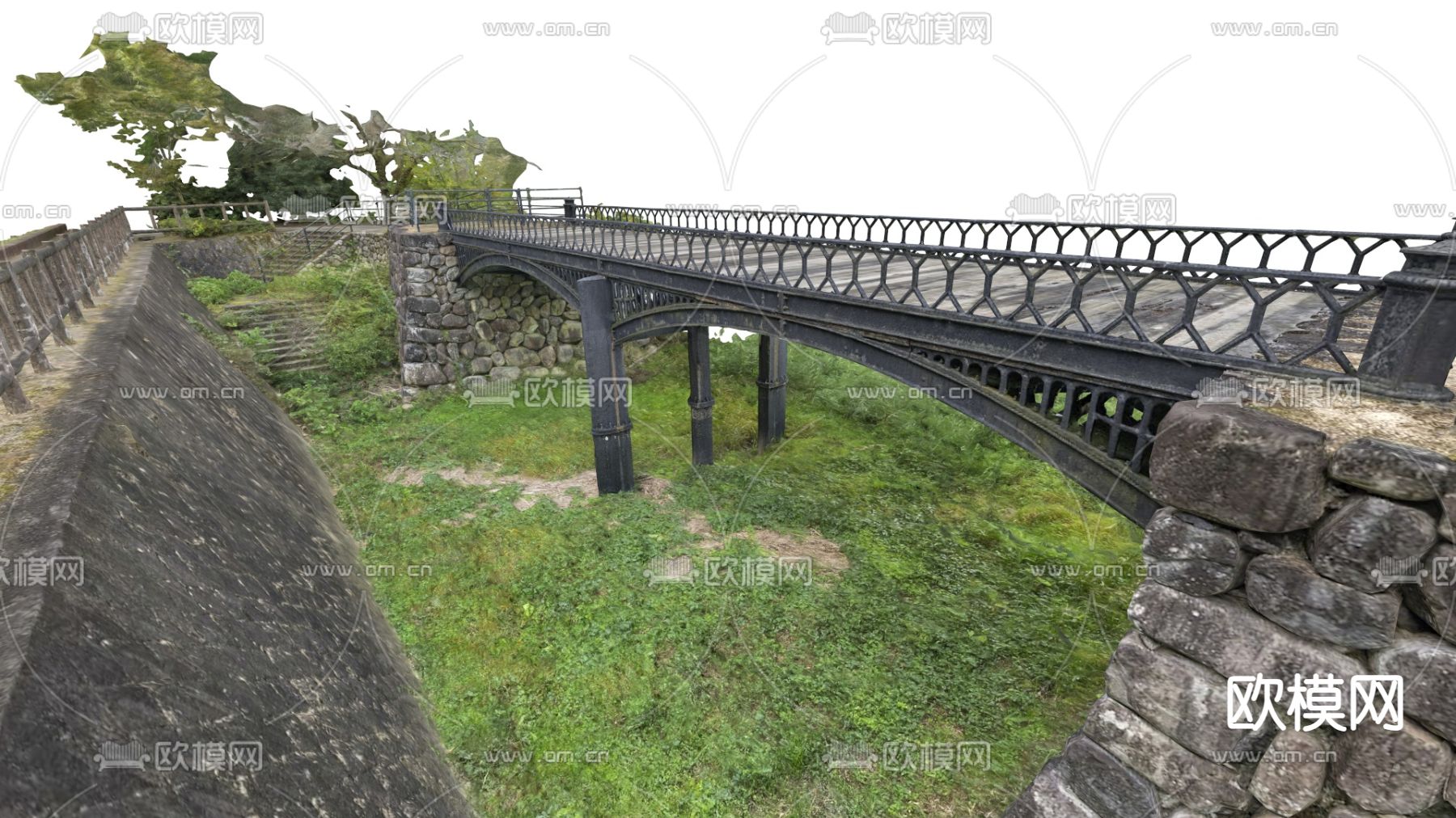 工业风钢铁桥 大桥景观3d模型下载