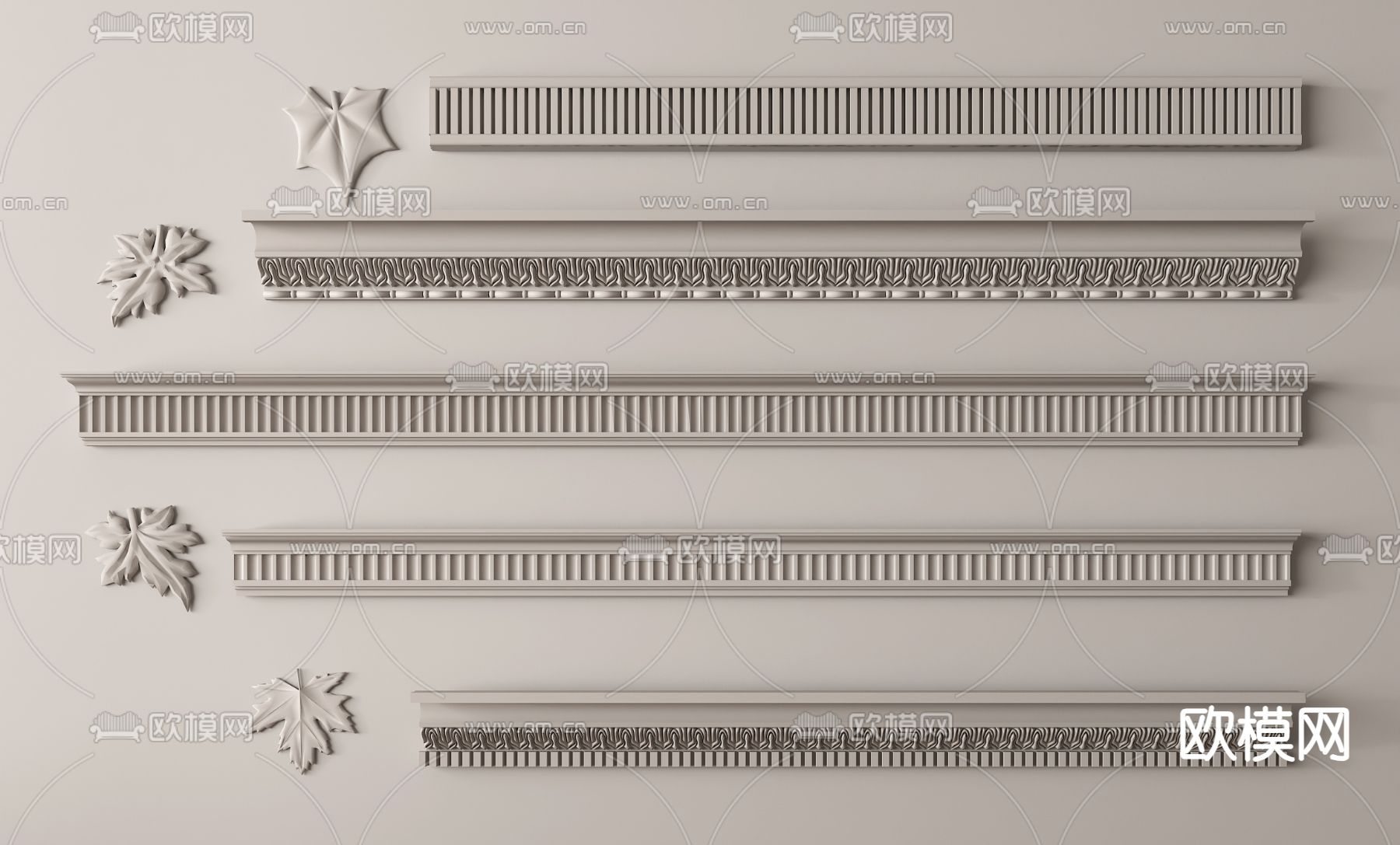 法式石膏线 雕花su模型下载（渲染图2）