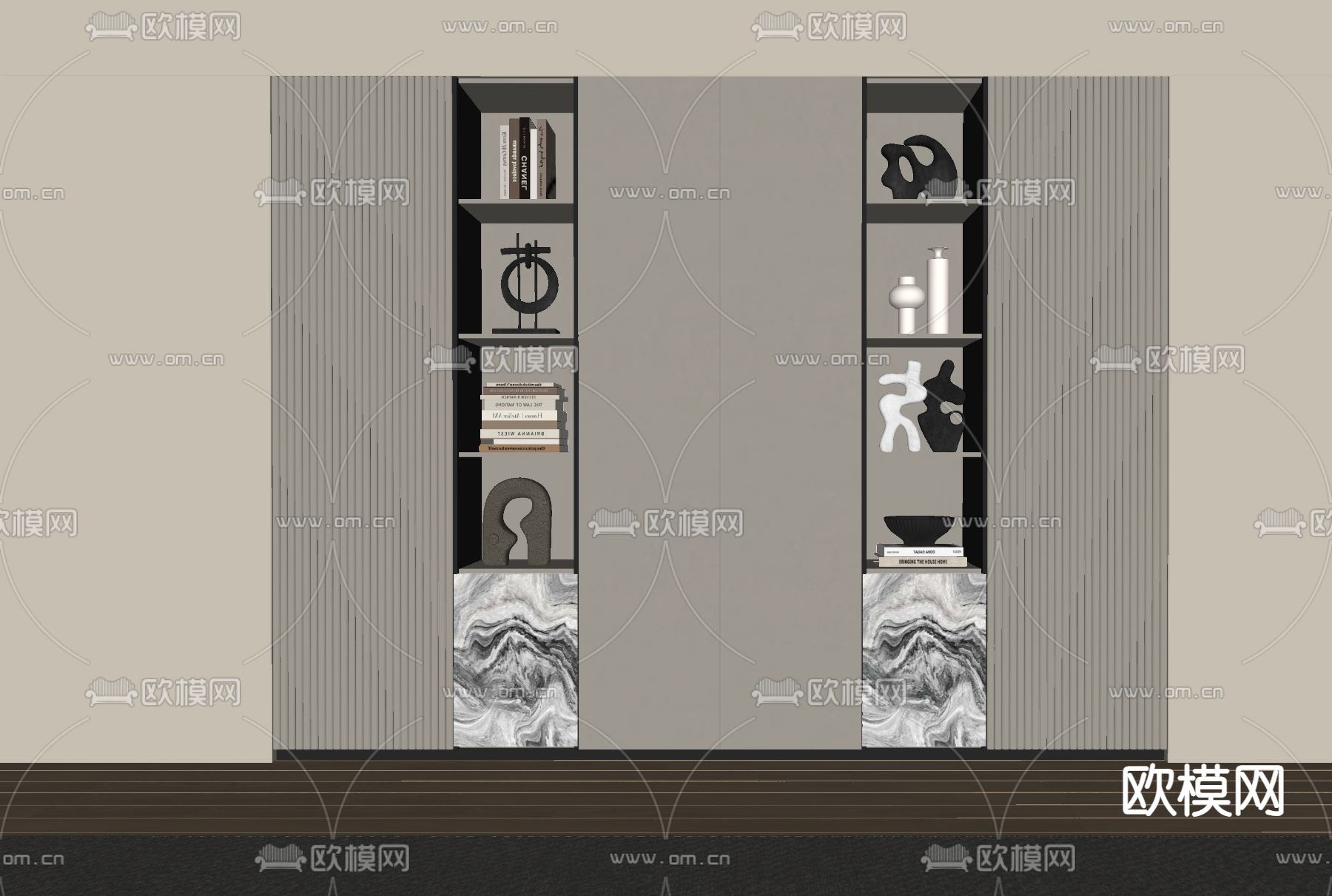 现代书柜 书架 展示柜su模型下载（渲染图1）