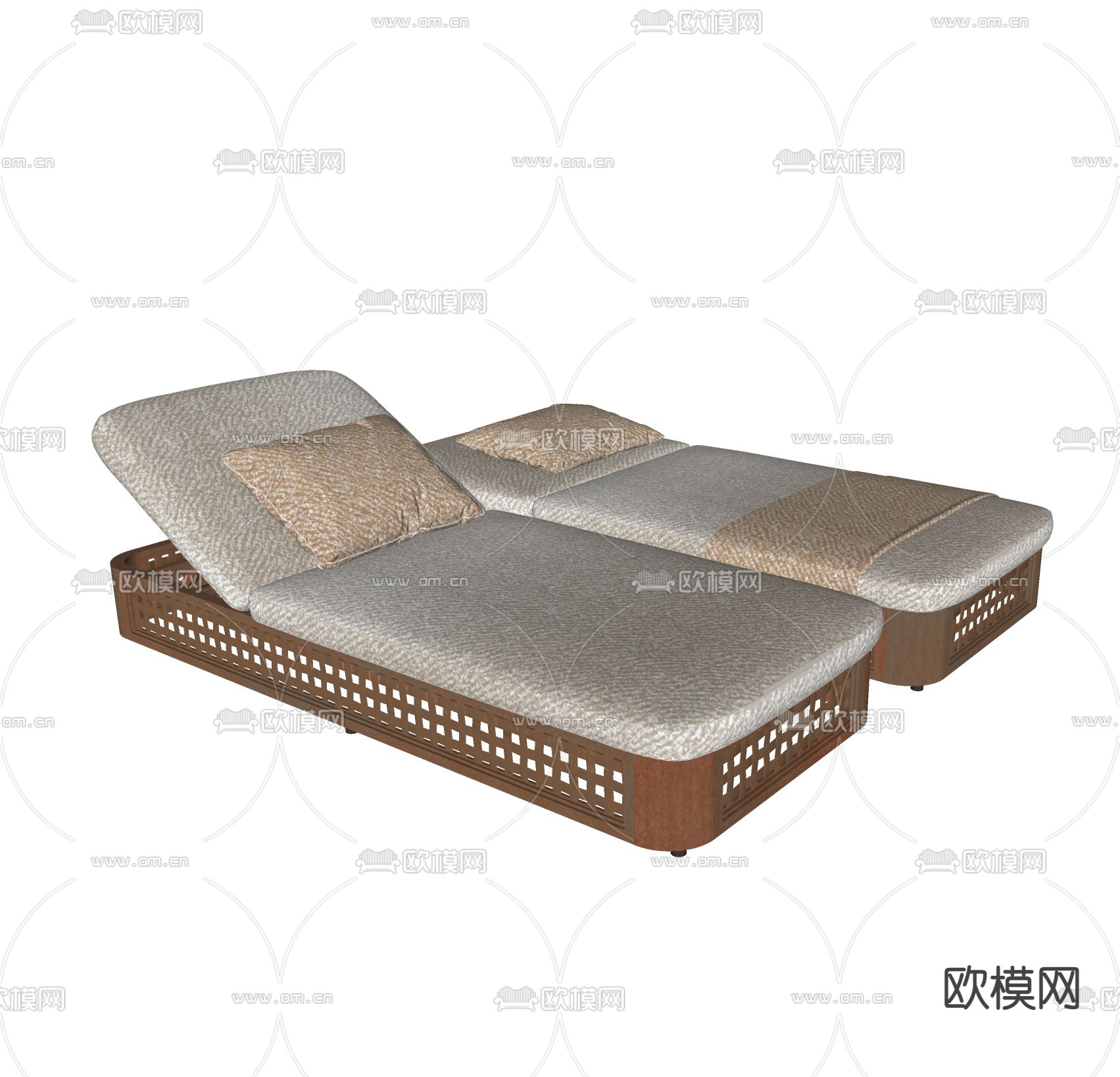 现代户外躺椅 沙滩椅su模型下载（渲染图1）