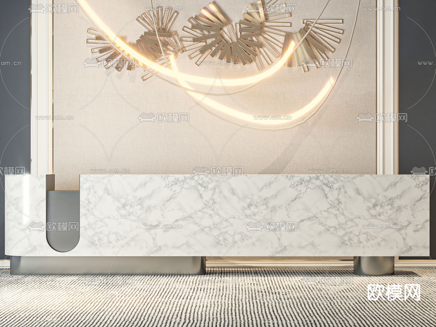 轻奢风接待前台3d模型下载