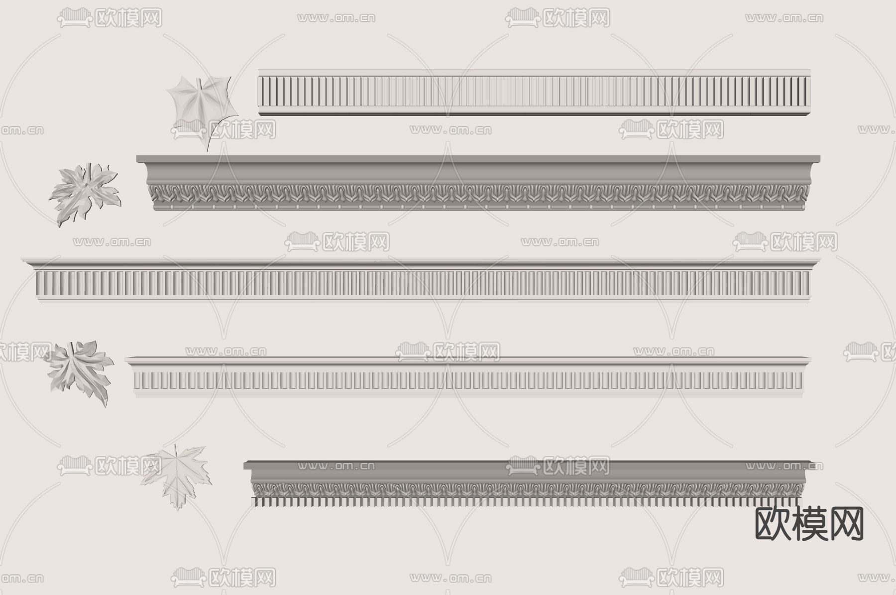 法式石膏线 雕花su模型下载（渲染图1）