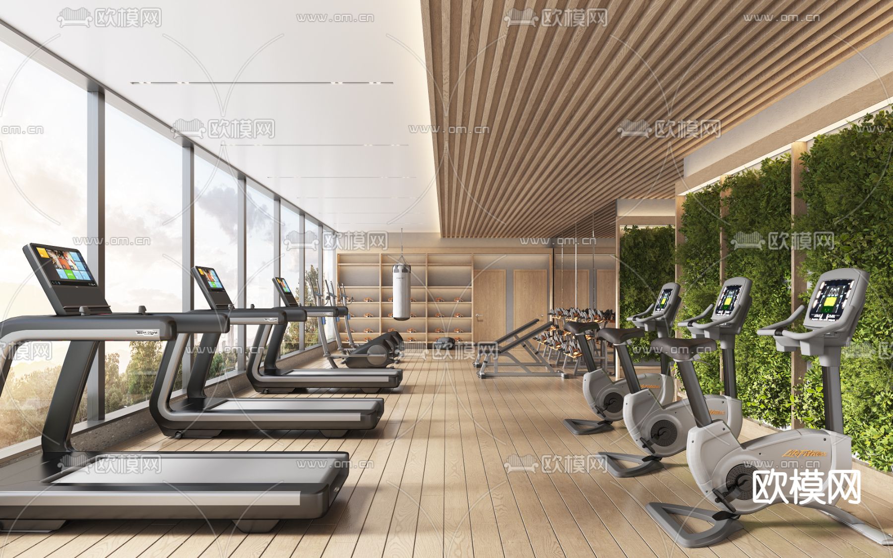 现代健身房3d模型下载
