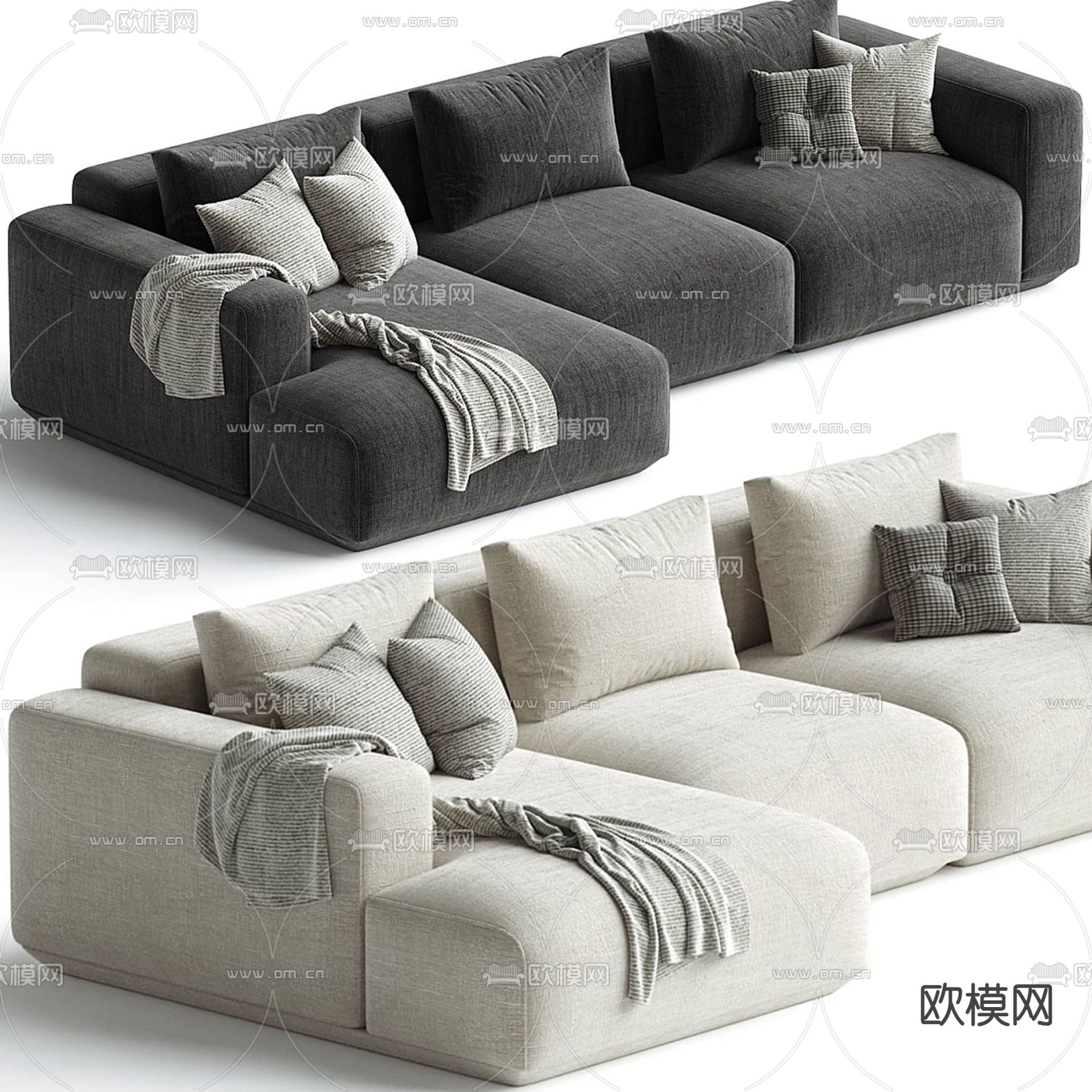 米洛提 Minotti 三人沙发3d模型下载（渲染图2）