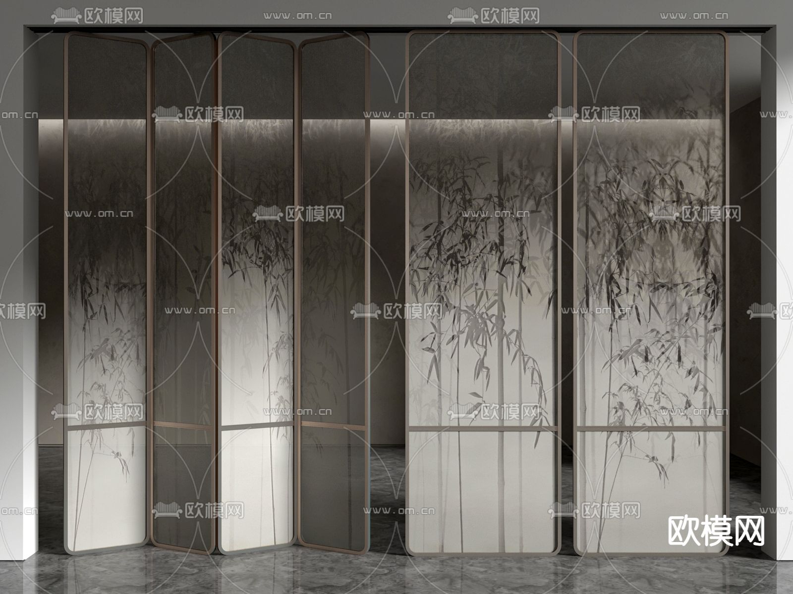 新中式屏风 壁画屏风3d模型下载