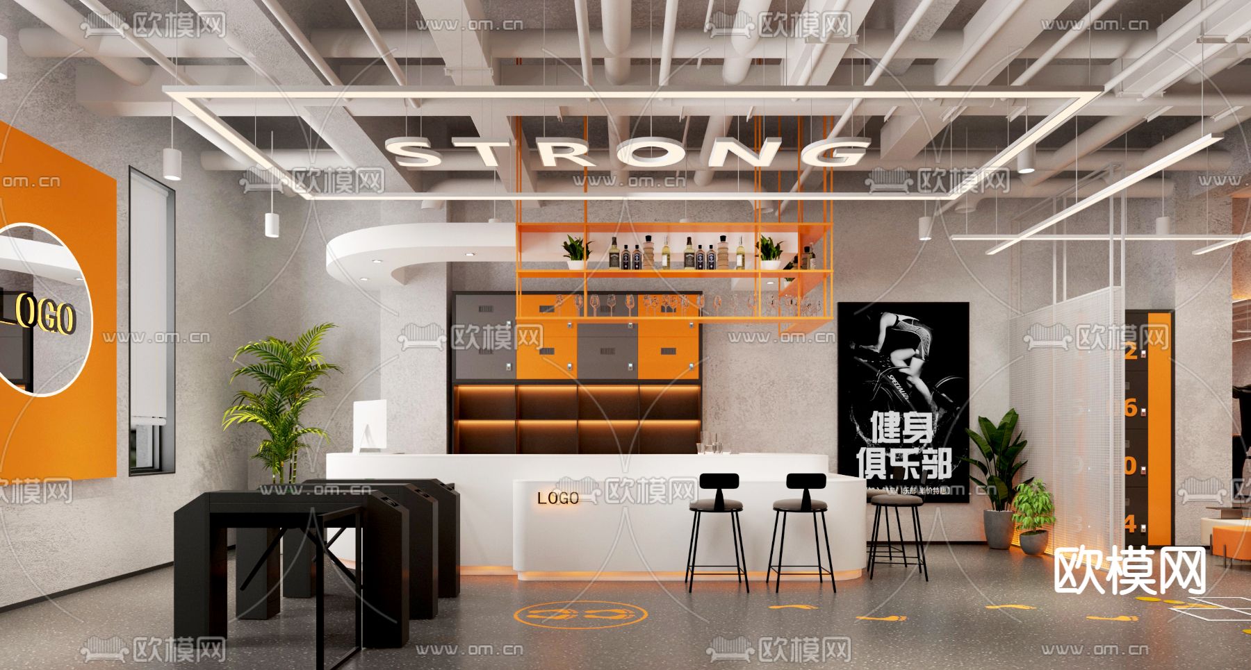 现代健身房3d模型下载（渲染图1）