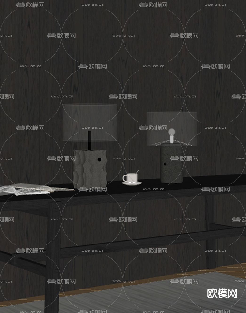 现代台灯 护墙板su模型下载（渲染图1）