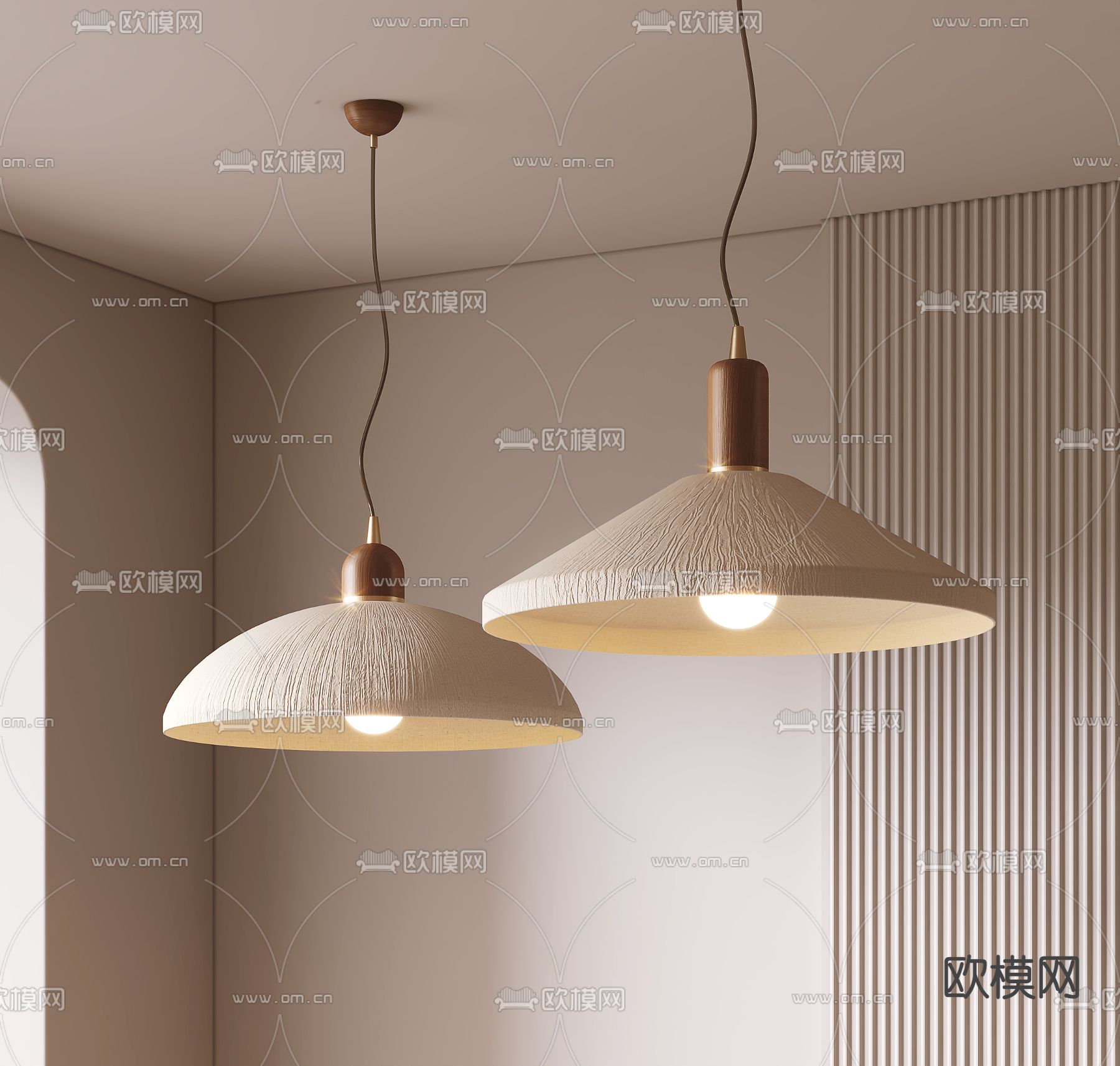 奶油风吊灯 灯罩吊灯3d模型下载