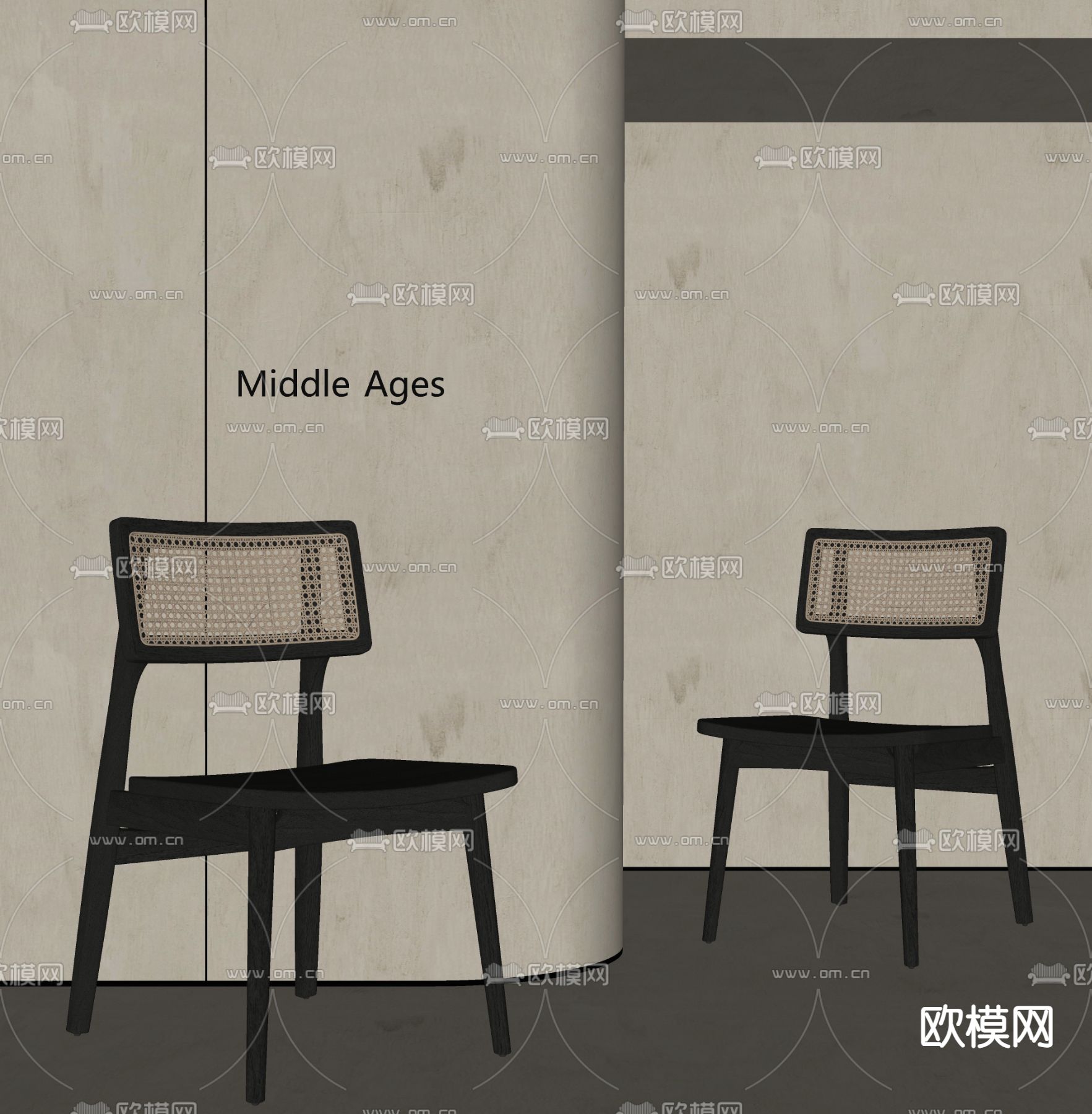 中古风餐椅 单椅su模型下载（渲染图1）