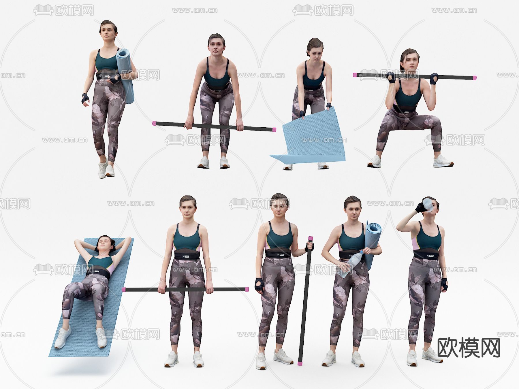 健身人物 女性人物3d模型下载