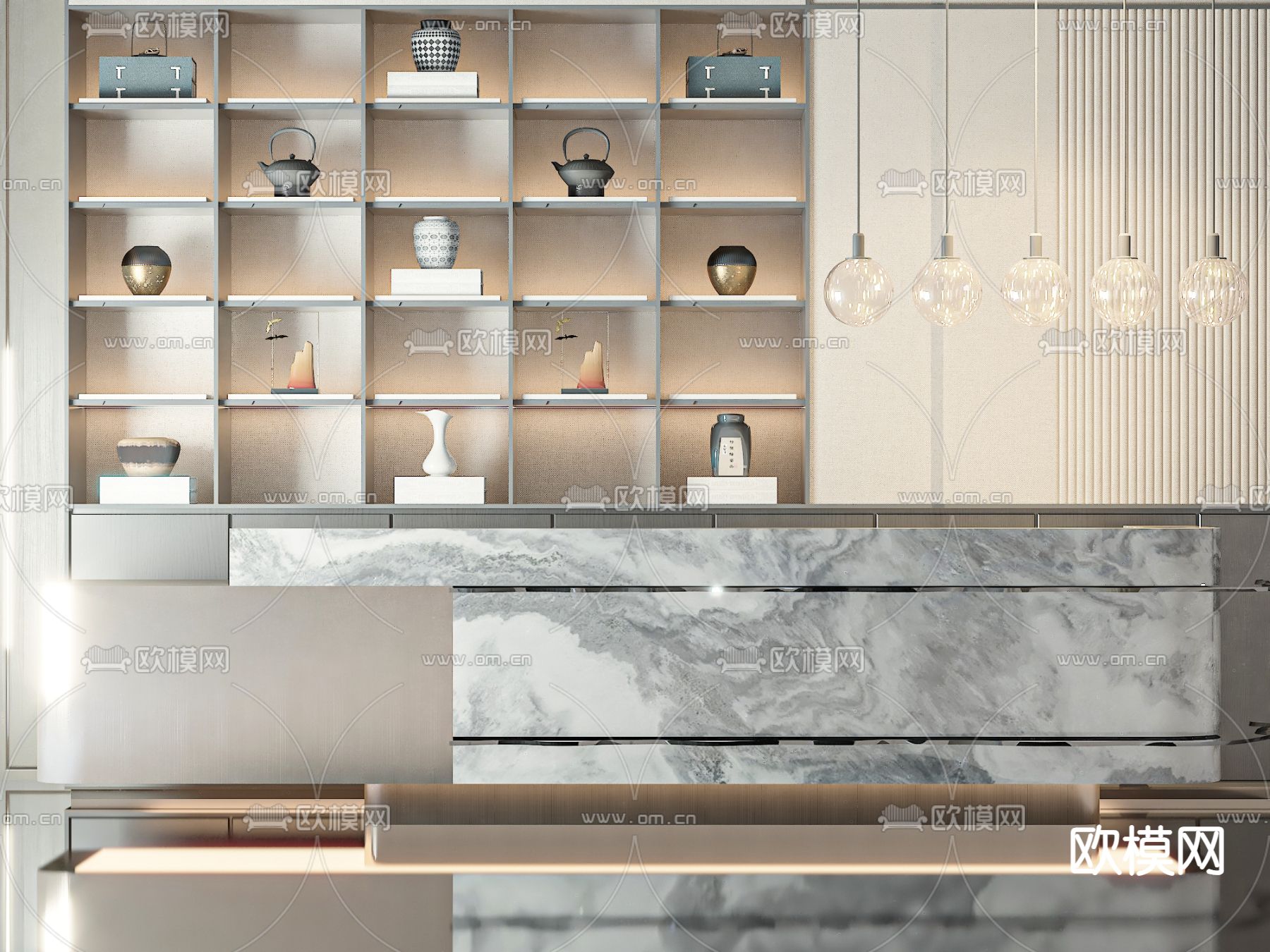 轻奢风接待前台3d模型下载