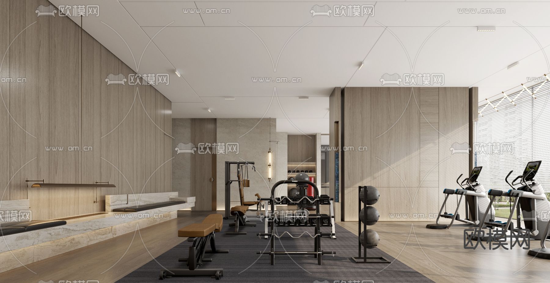 现代健身房3d模型下载（渲染图1）