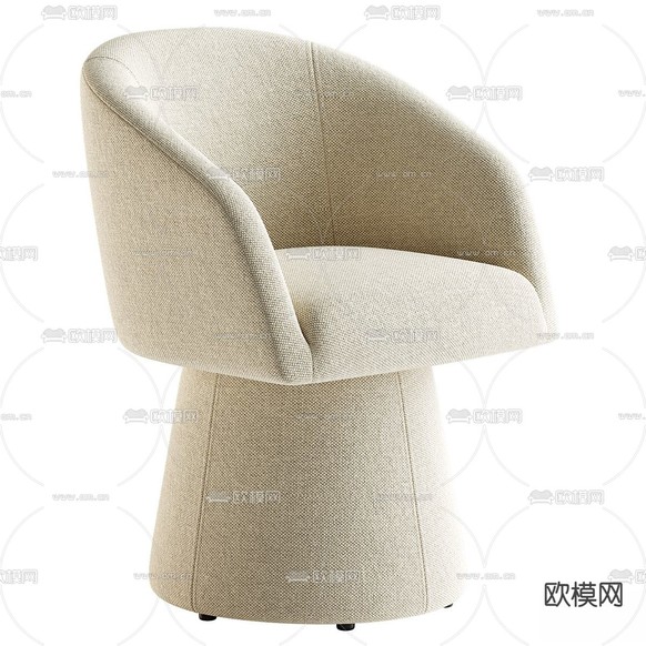 Kyo椅子 软垫桶椅3d模型下载(渲染图2)