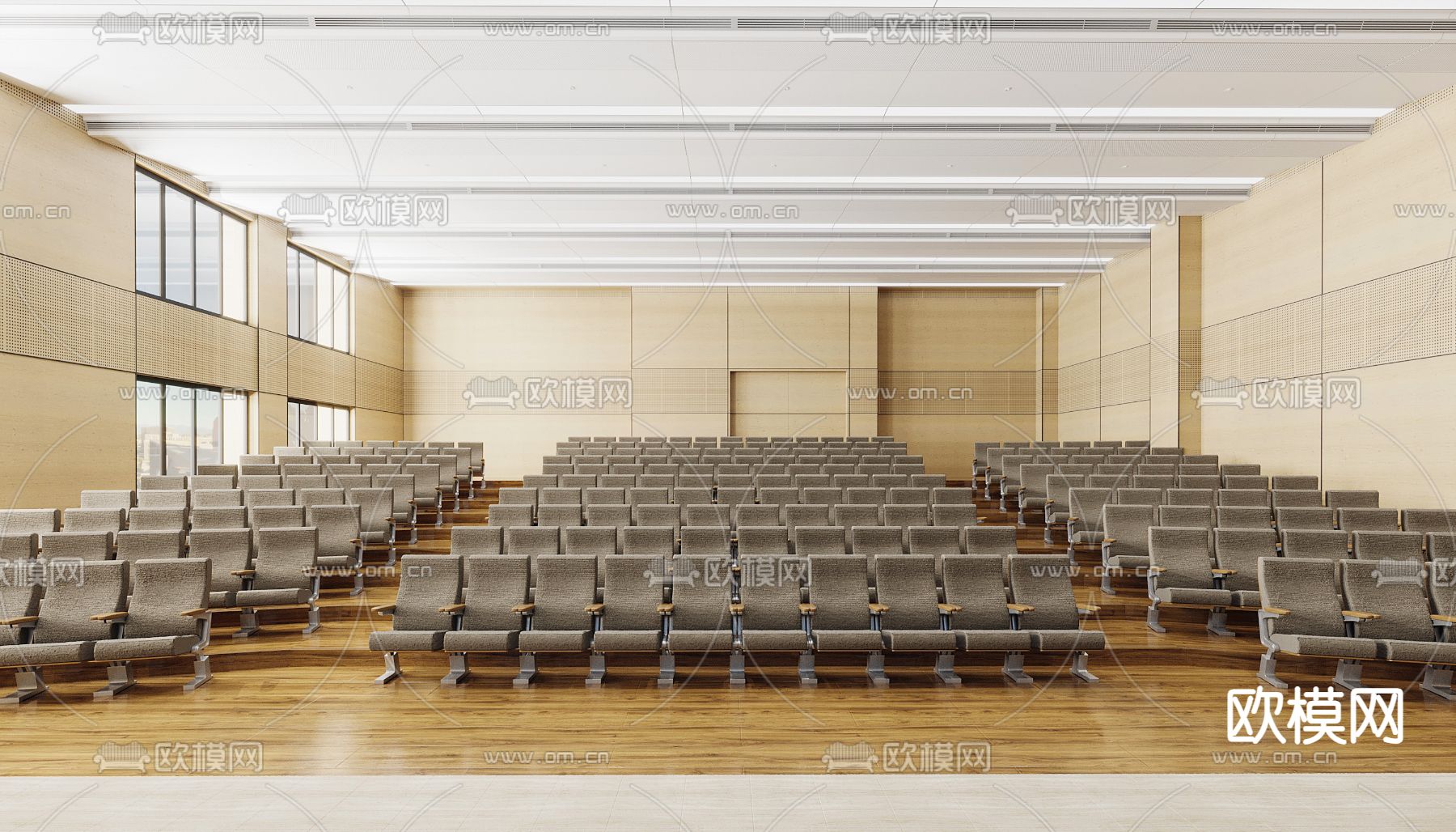 现代报告厅 阶梯会议厅3d模型下载（渲染图3）
