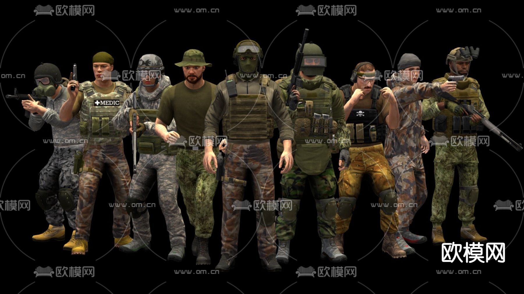 军人3d模型下载