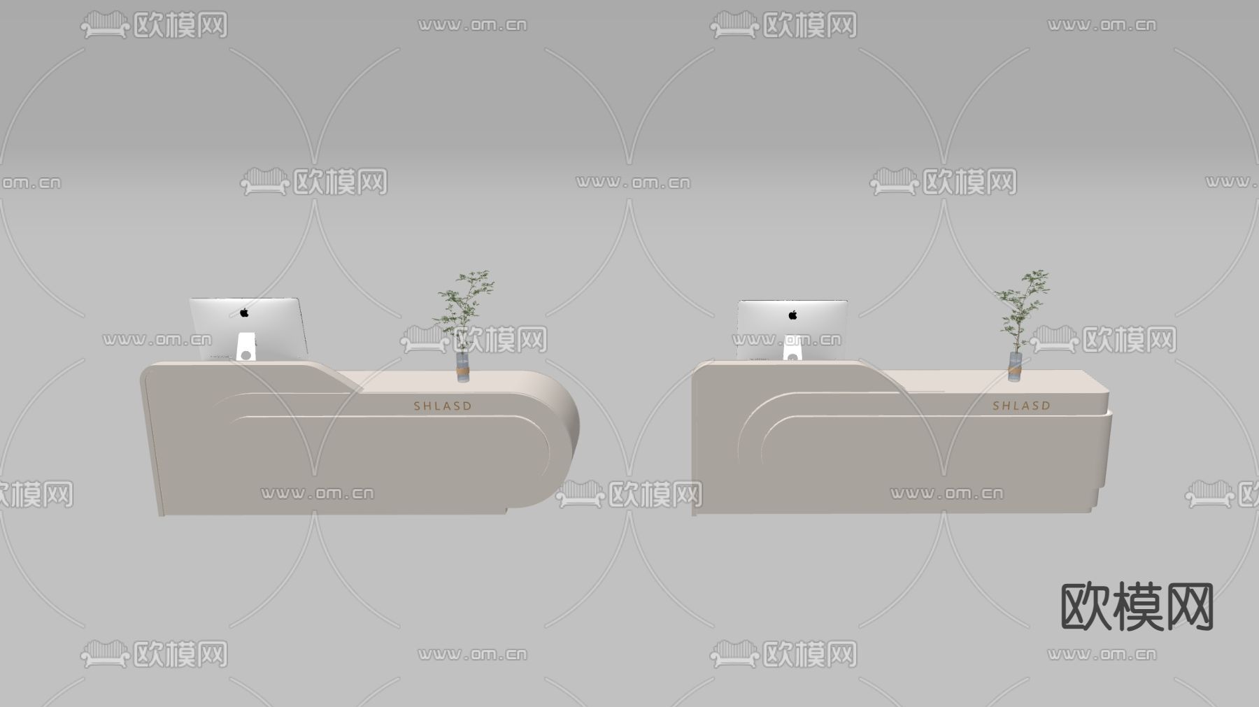 前台 接待台su模型下载（渲染图1）