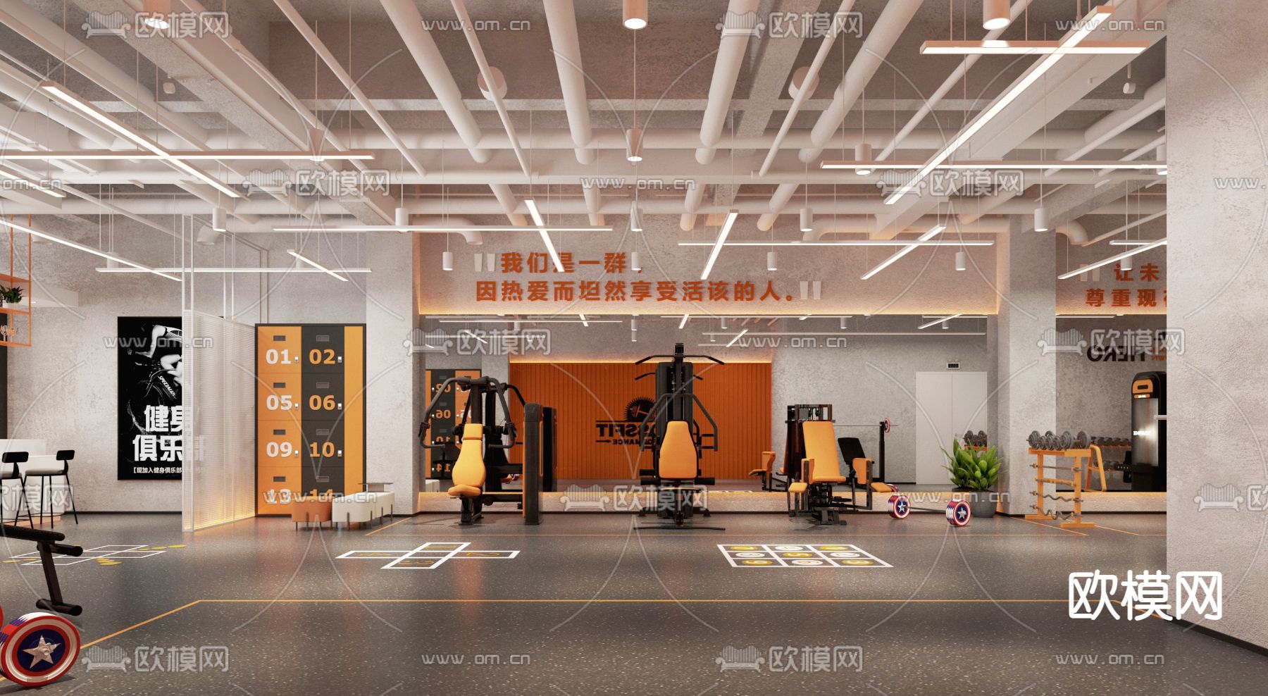 现代健身房3d模型下载（渲染图3）