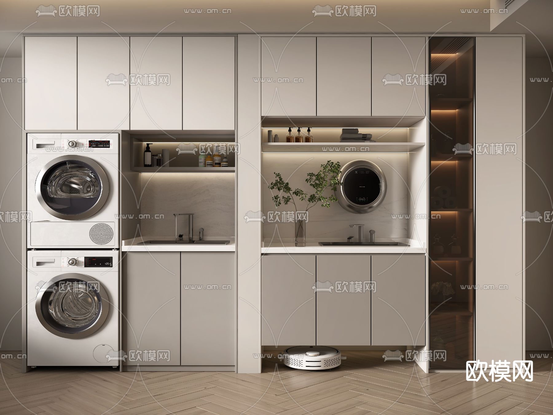 现代 阳台洗衣机柜3d模型下载