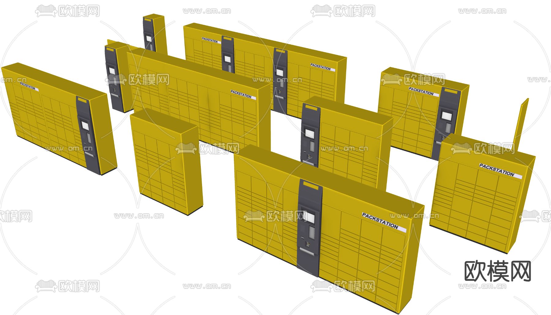 现代快递柜 物品存放柜su模型下载（渲染图1）