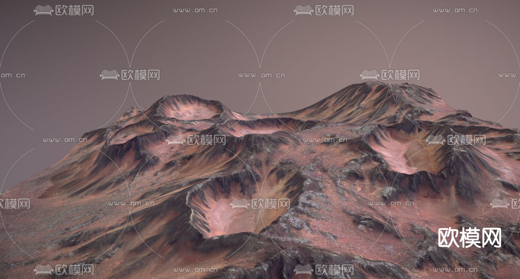 现代火山 地形景观3d模型下载（渲染图1）