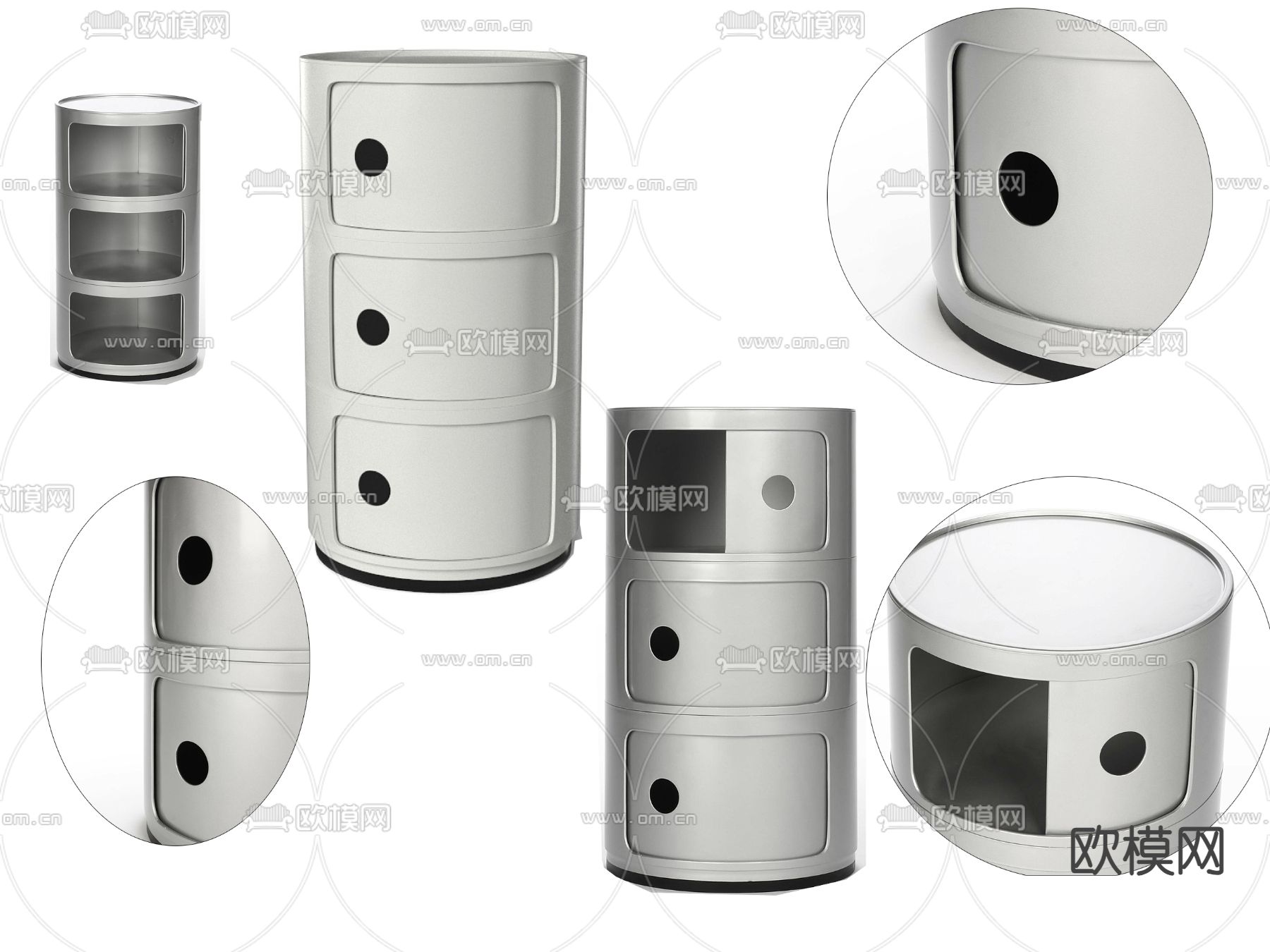 现代圆形床头柜3d模型下载