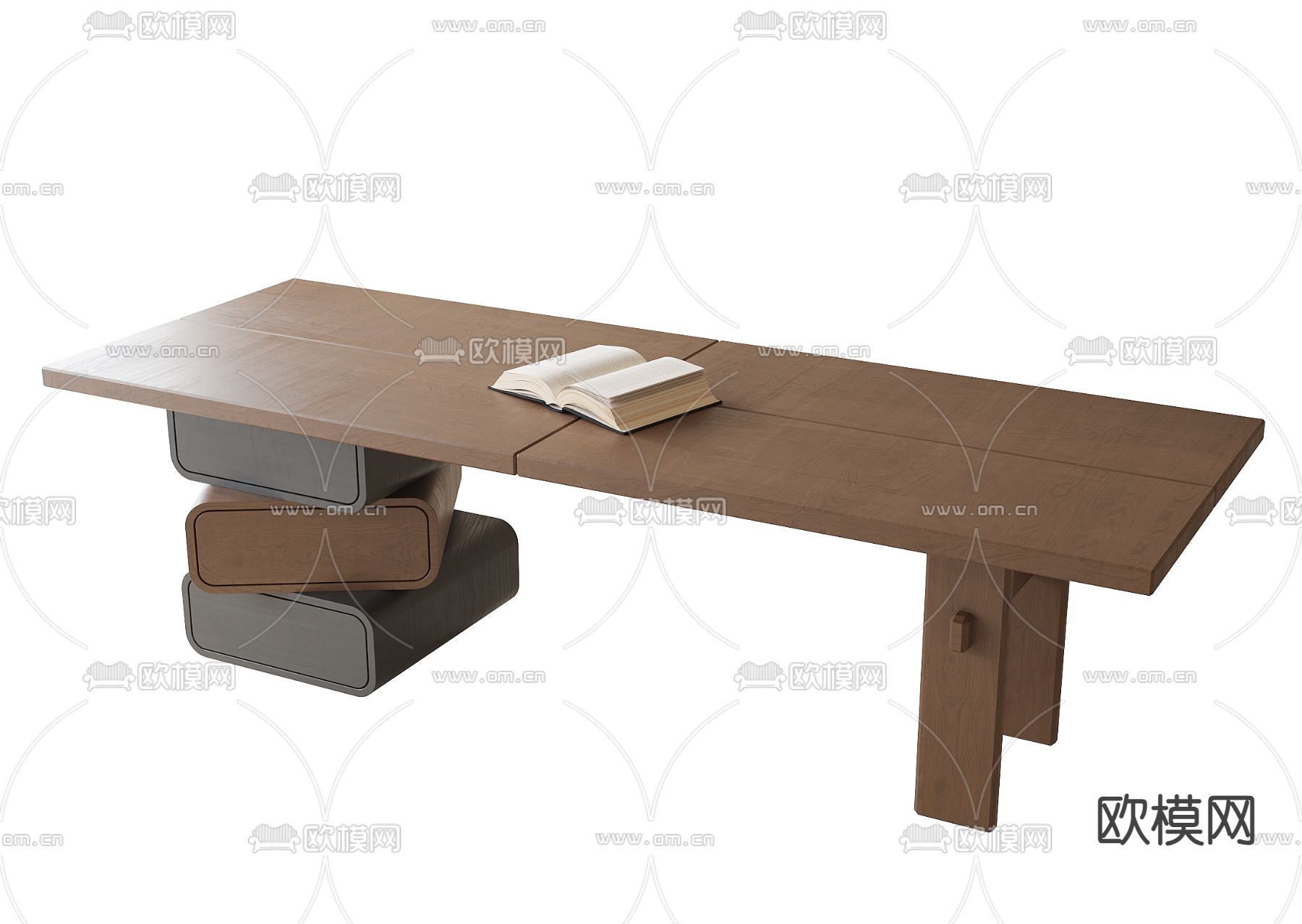 中古风书桌 餐桌3d模型下载