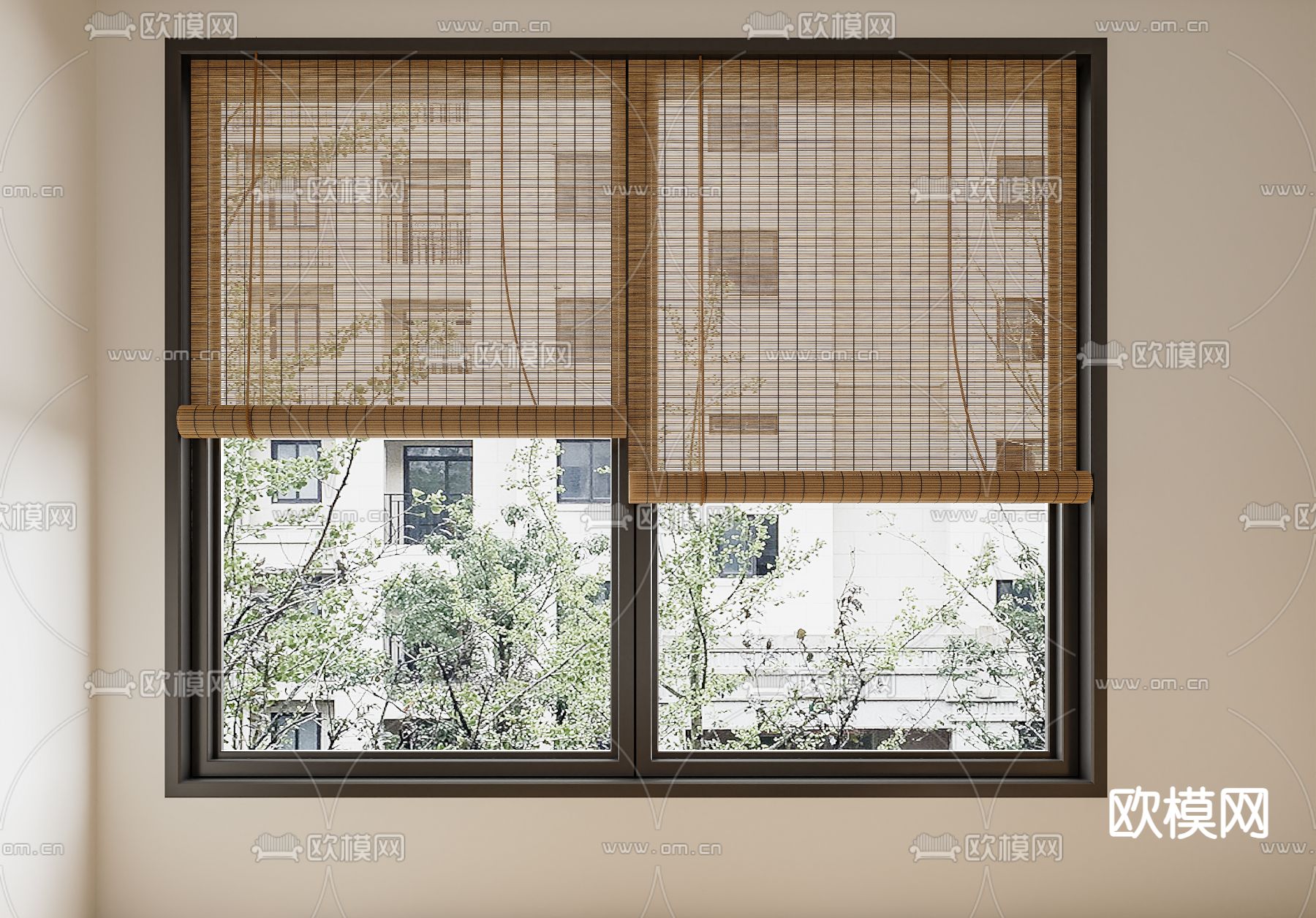 新中式竹帘 卷帘 拉帘 百叶帘3d模型下载