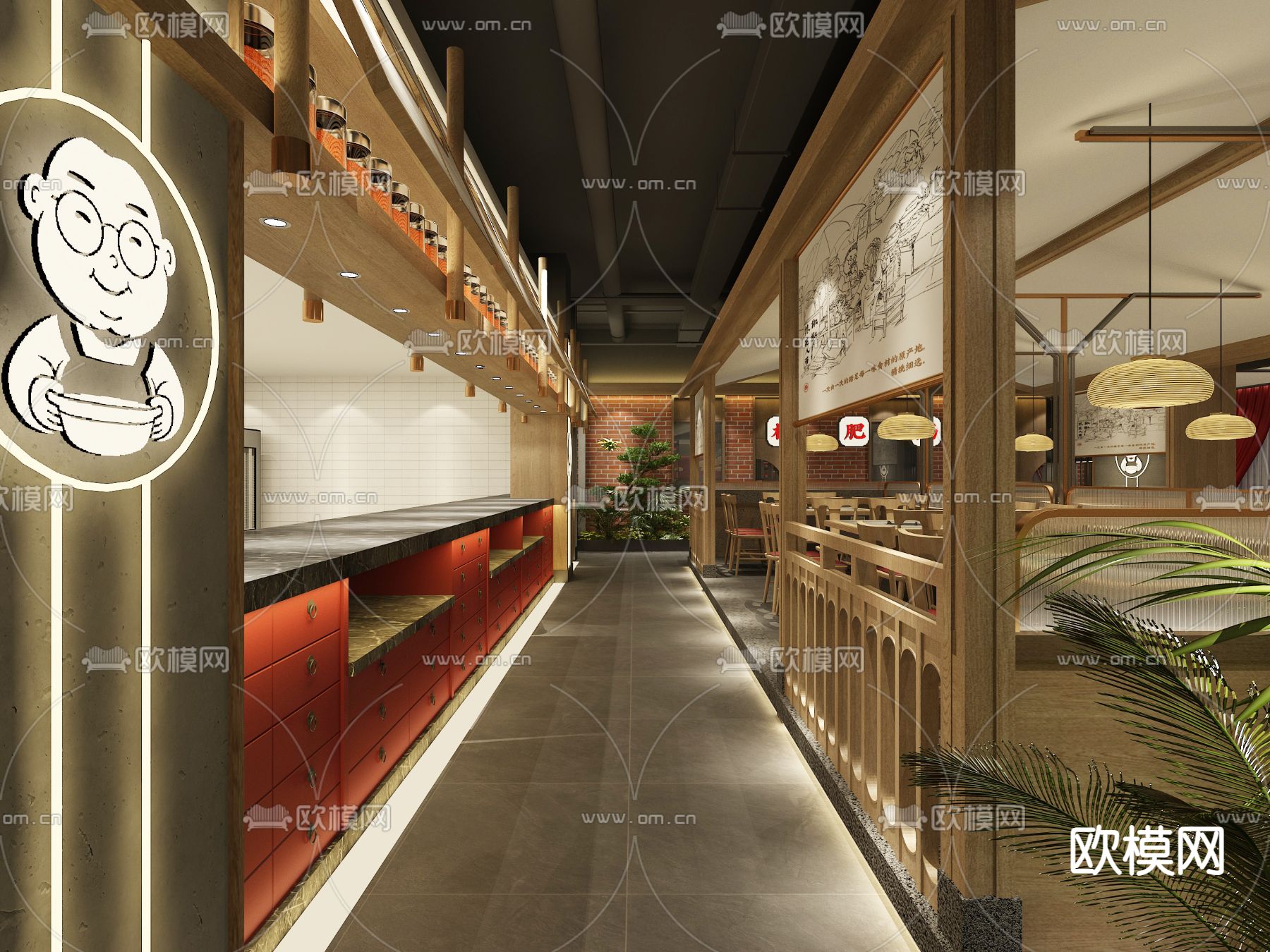 中餐厅 肥肠店3d模型下载（渲染图2）