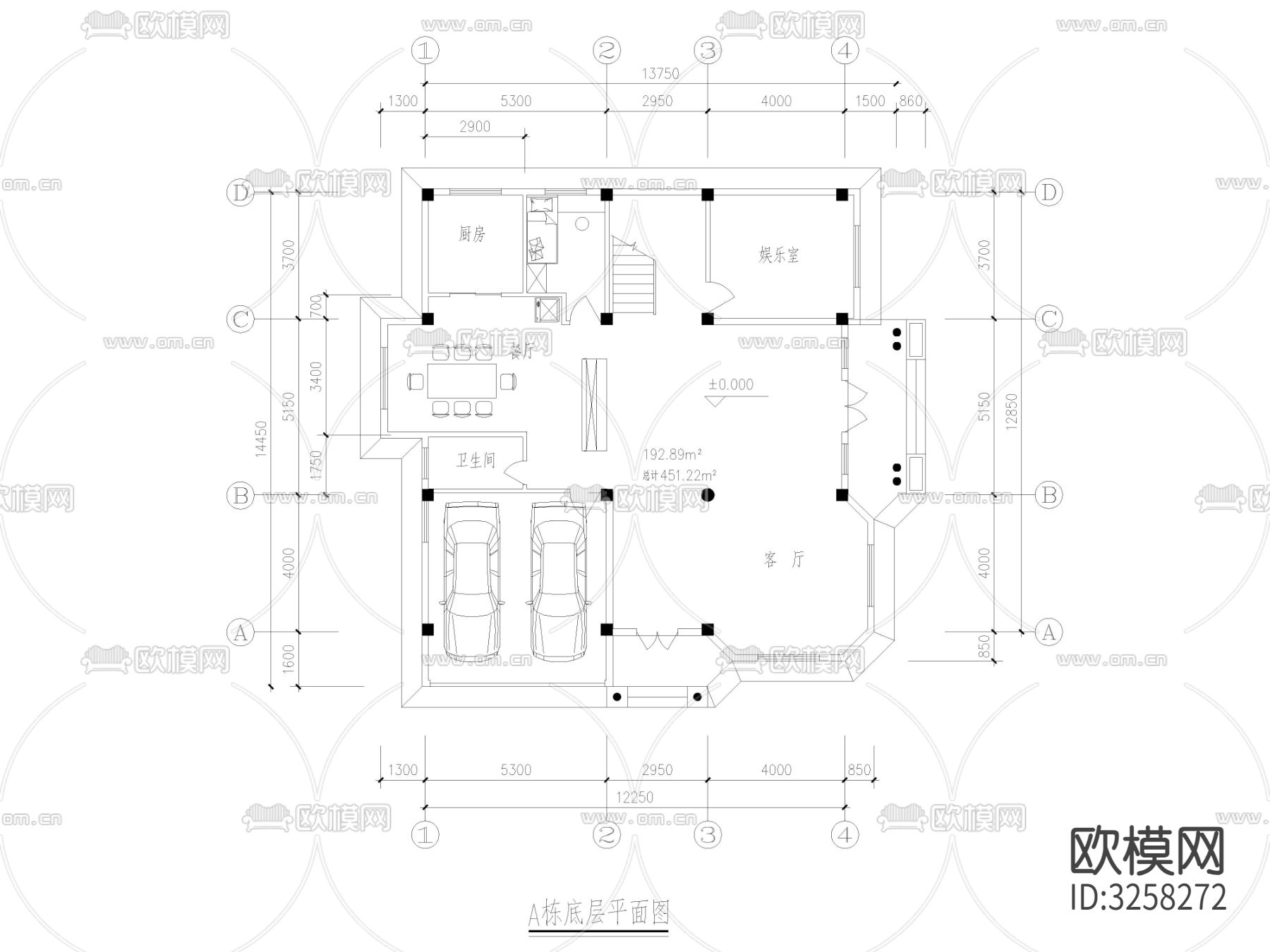 农村自建房 独栋别墅cad立面图下载（渲染图3）