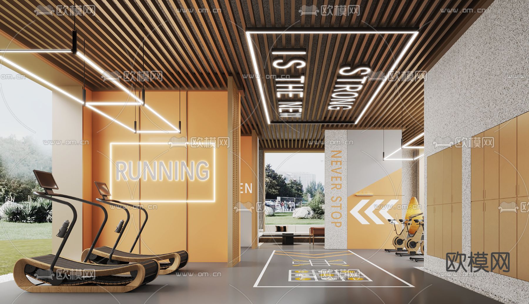 健身房su模型下载（渲染图2）