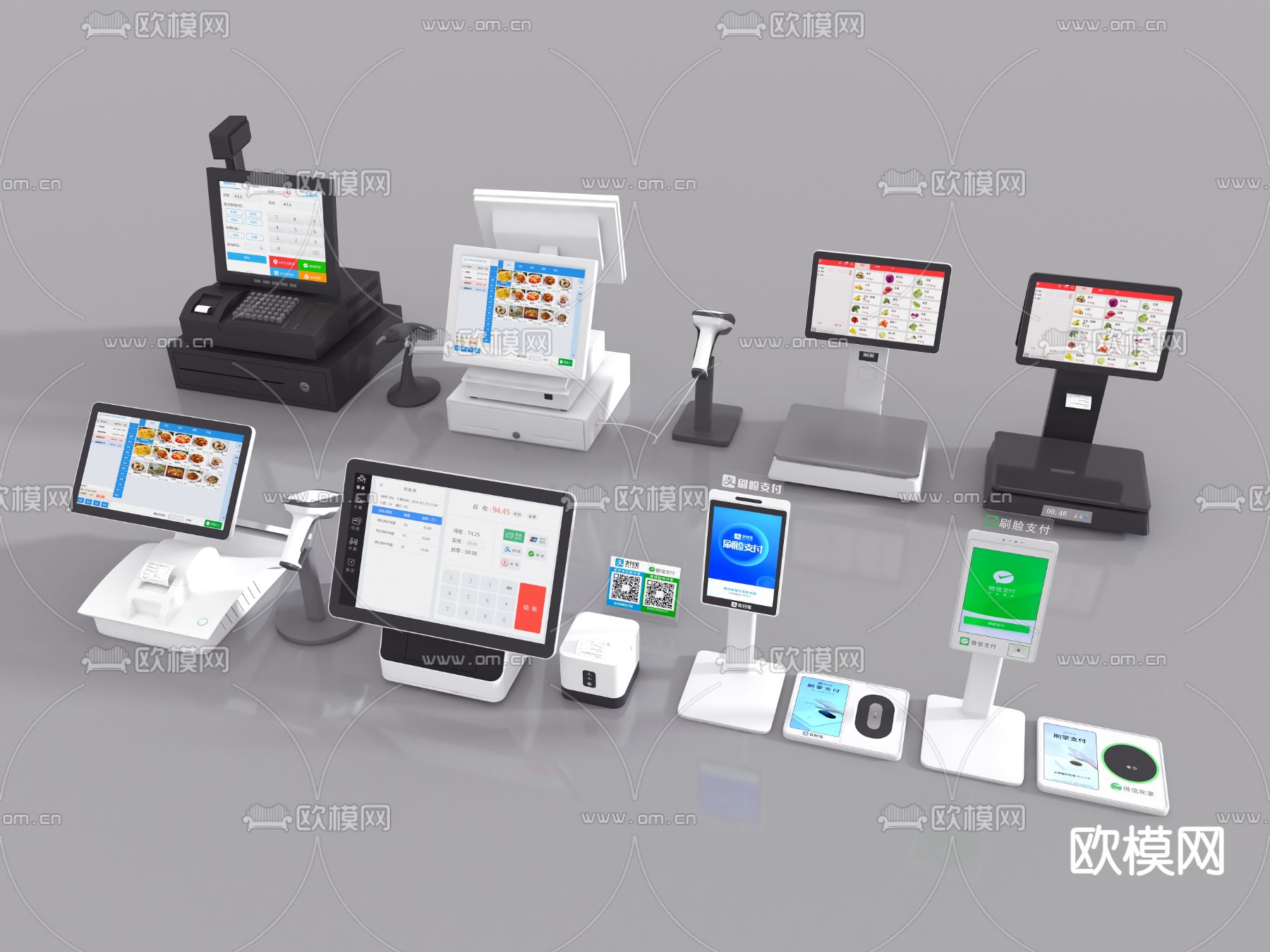 收银机 扫码付款机 称重收银机3d模型下载