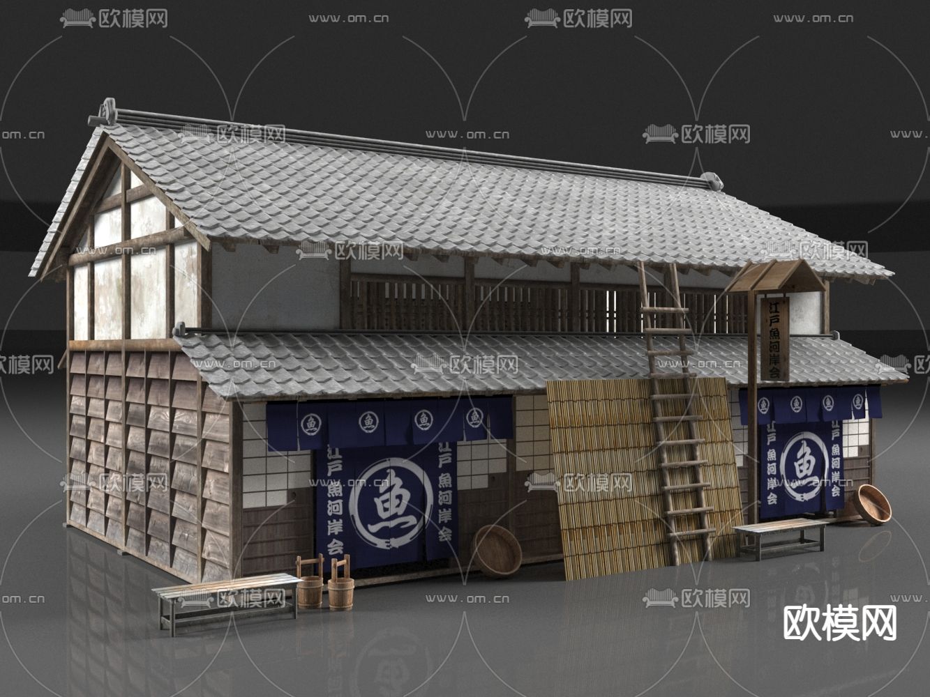 日式建筑木屋3d模型下载