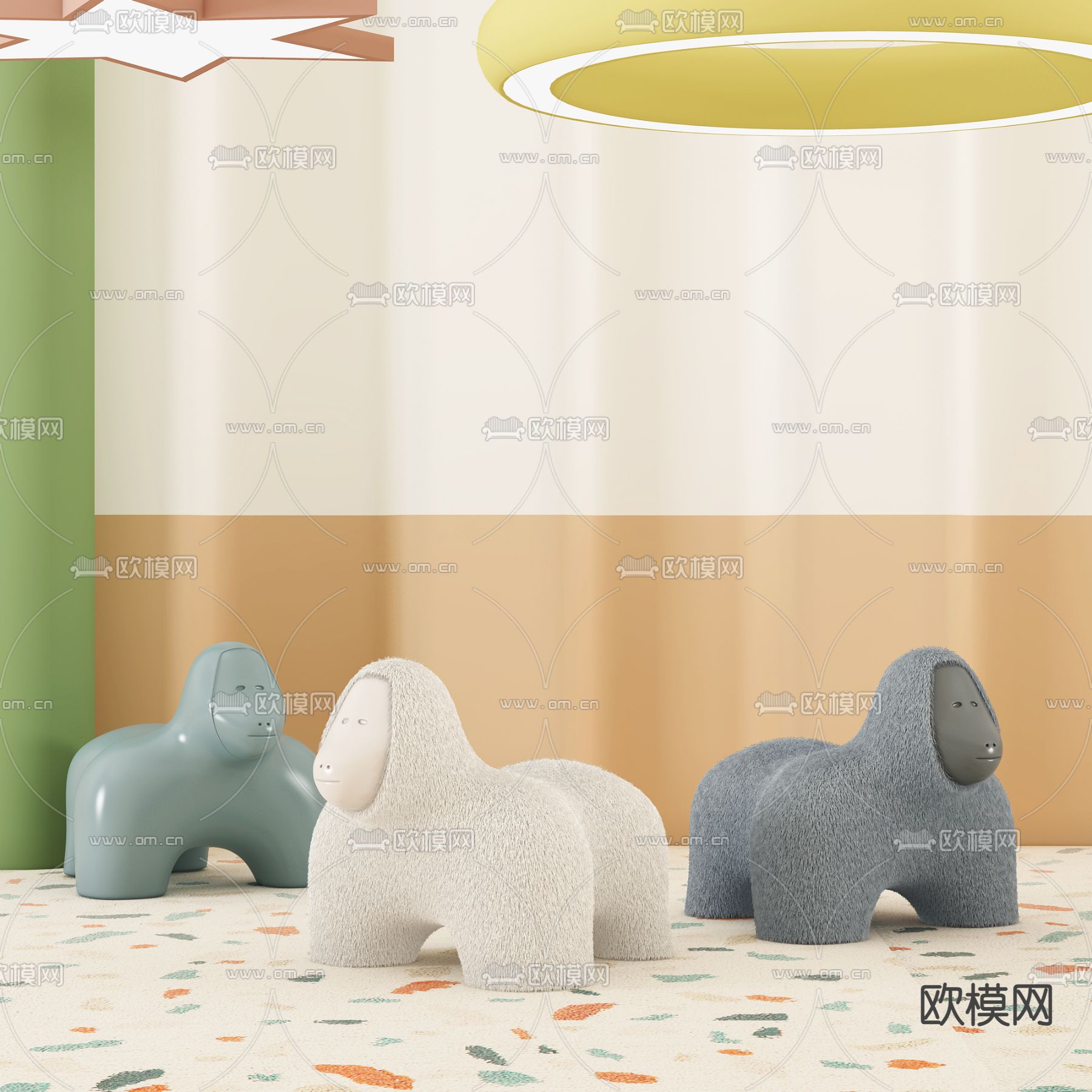 儿童沙发 沙发凳 动物坐凳3d模型下载
