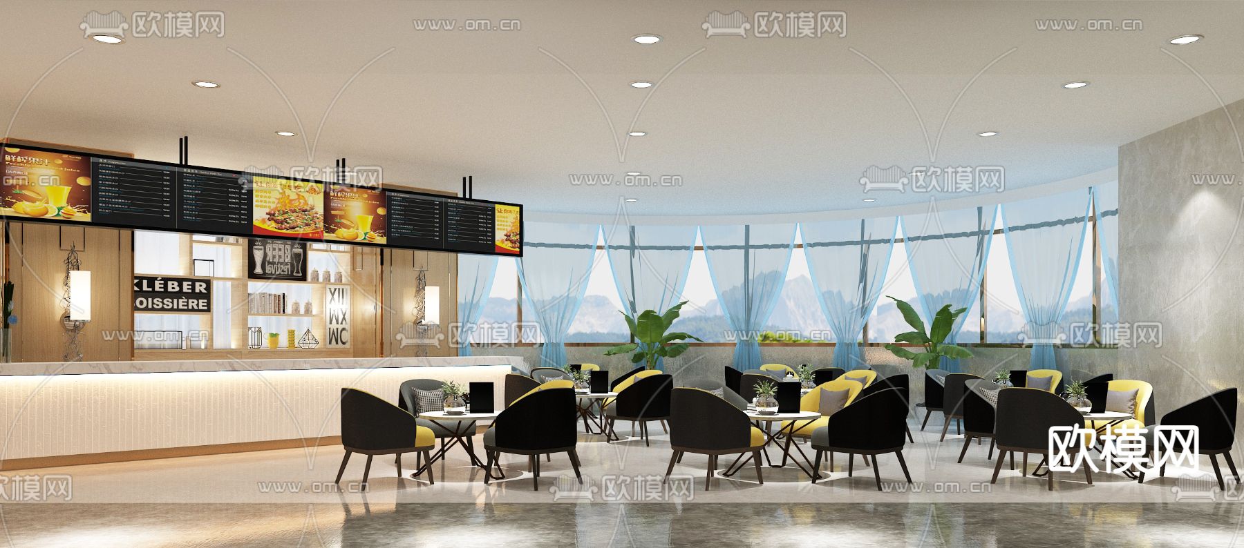 自助餐厅 全日制餐厅3d模型下载（渲染图2）