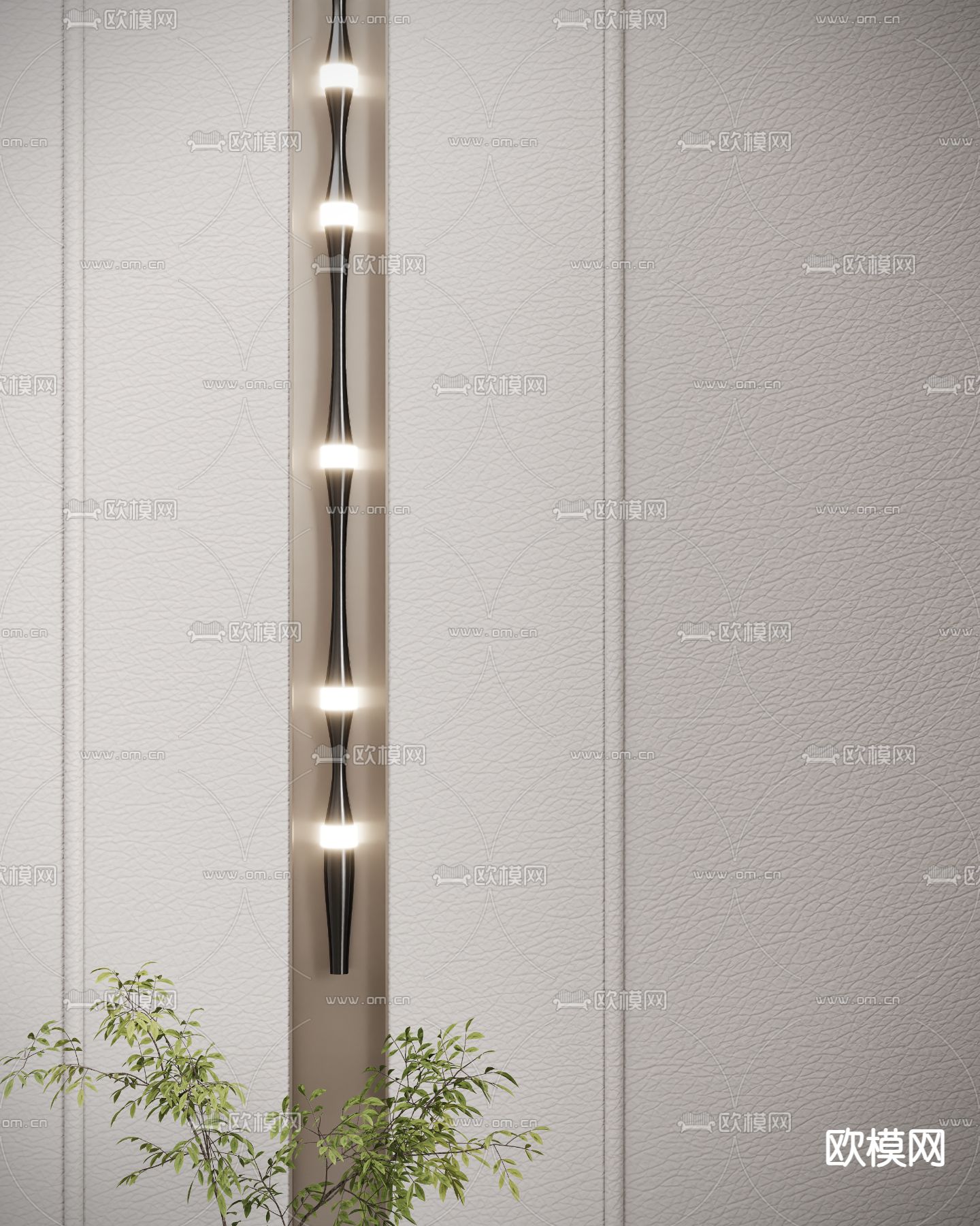 竹节壁灯3d模型下载（渲染图2）