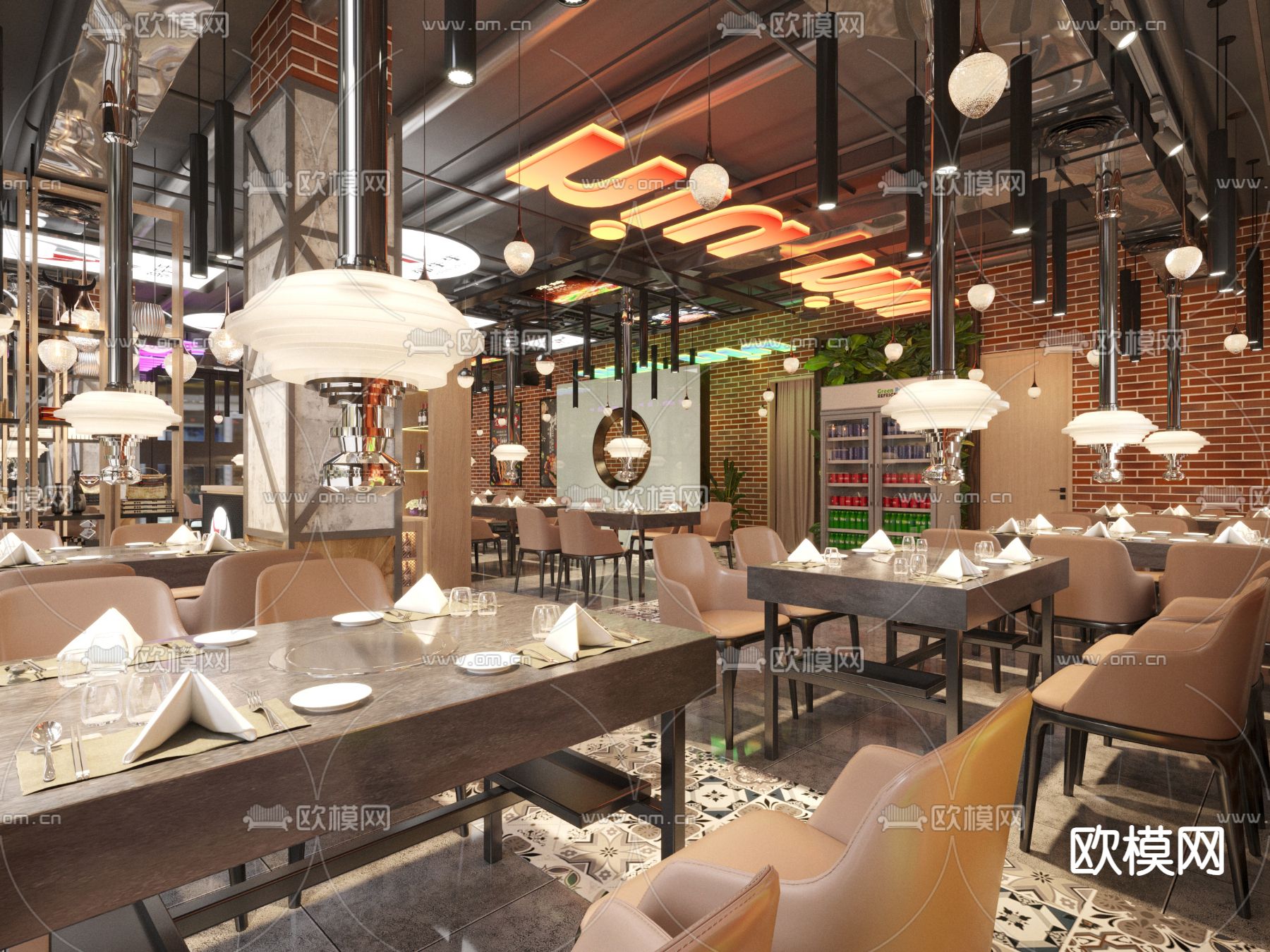 烤肉店 烧烤店3d模型下载（渲染图3）