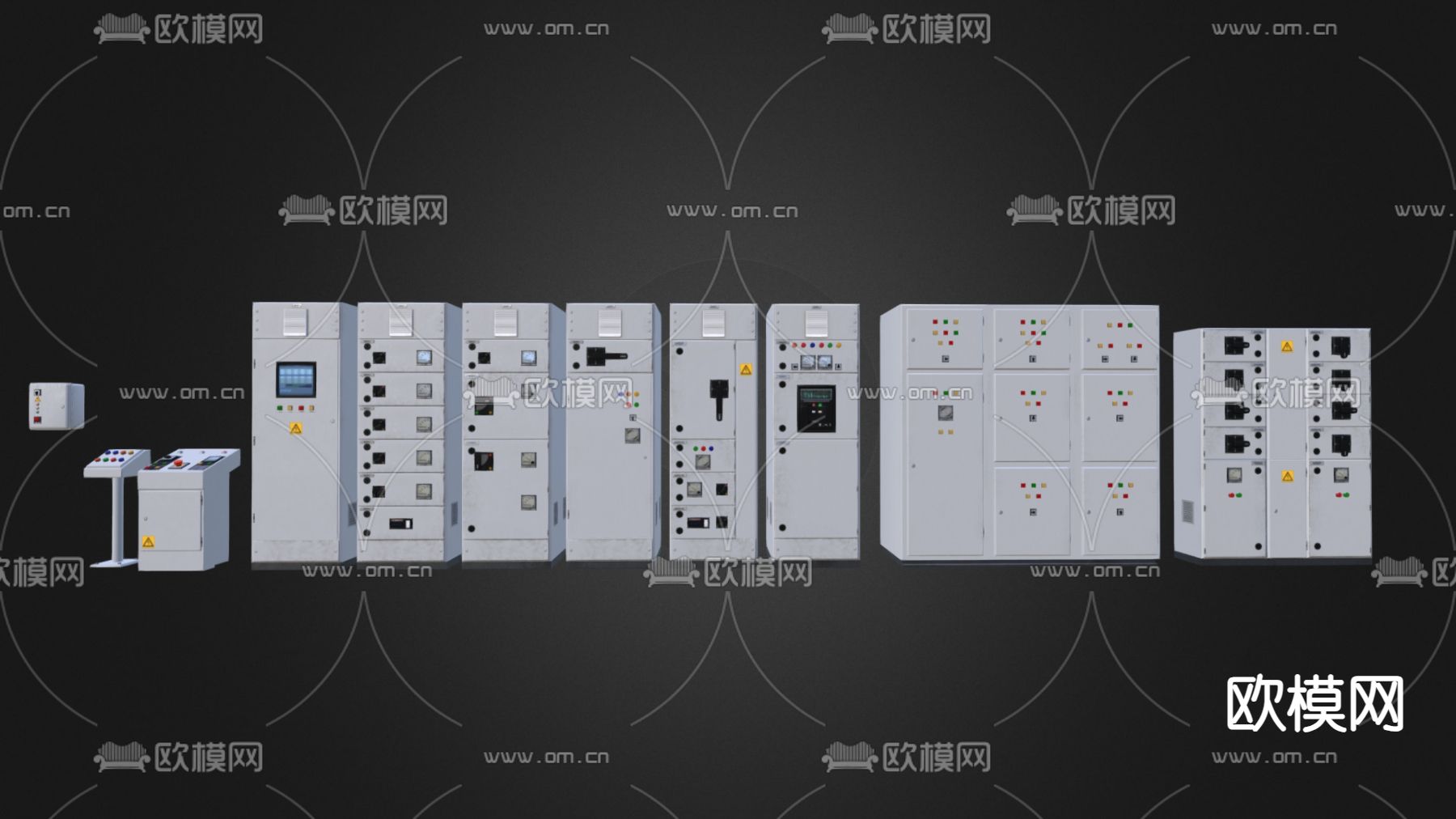 机房控制柜 控制开关 控制面板3d模型下载（渲染图1）