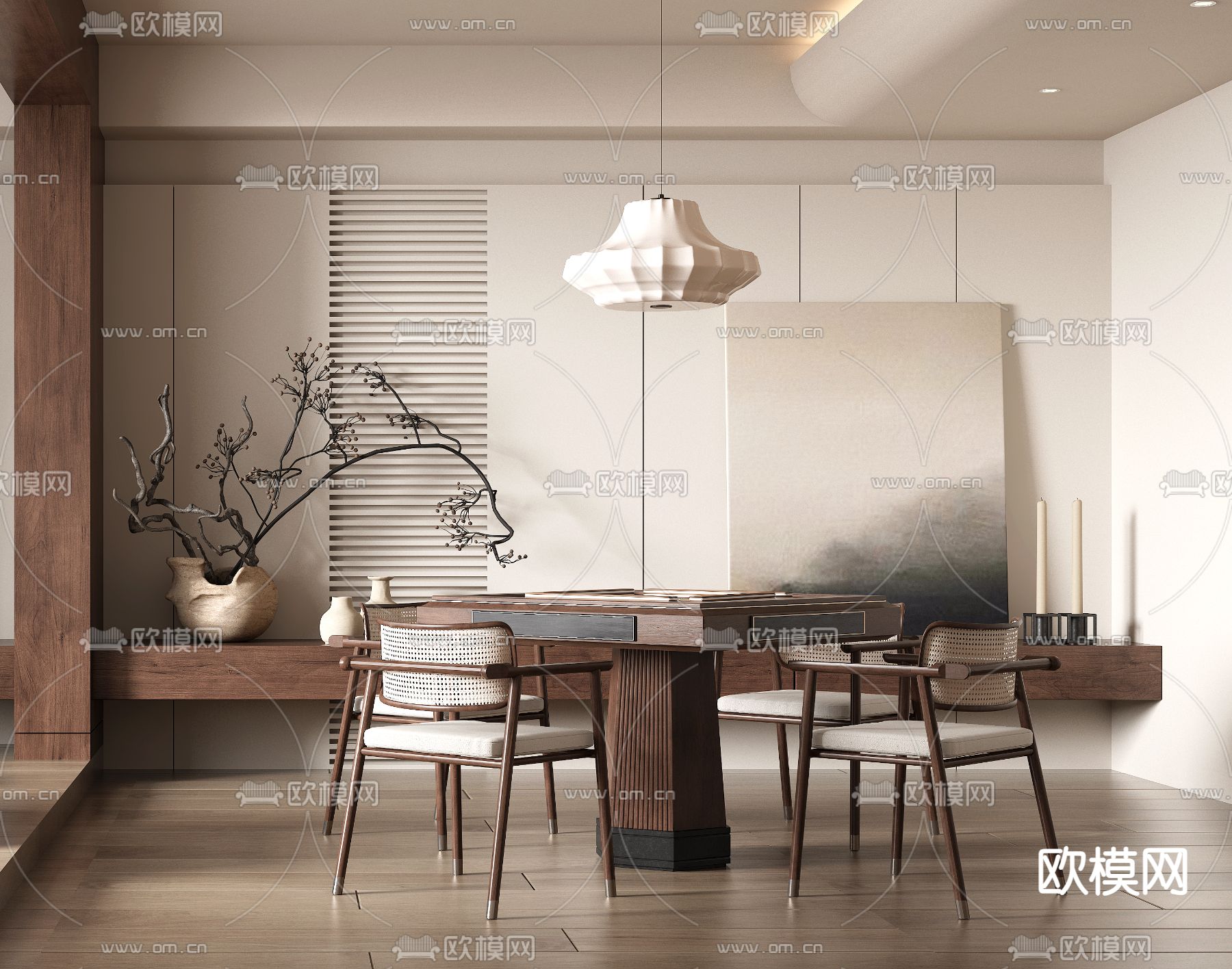 中古风休息室3d模型下载（渲染图2）