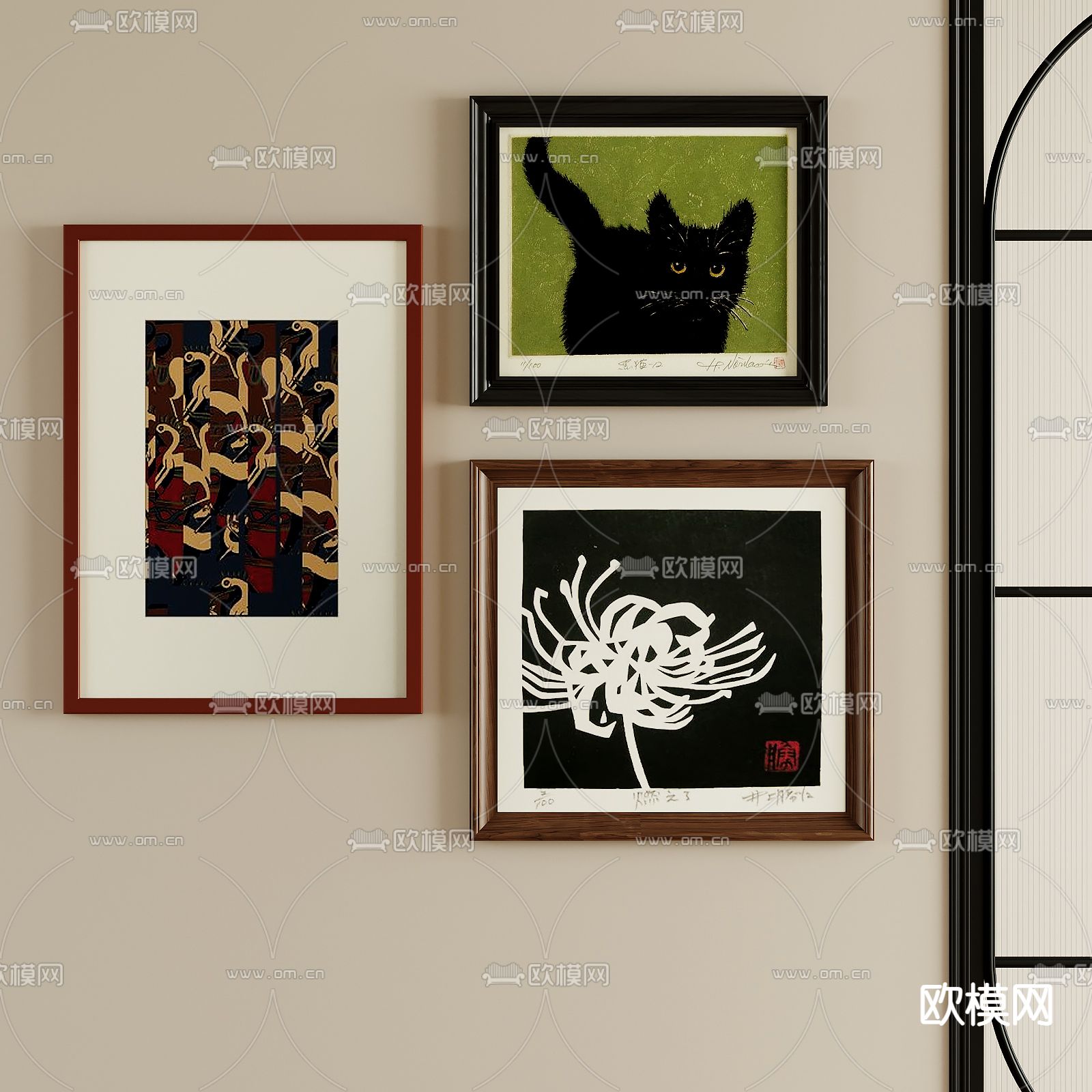 中古风装饰画su模型