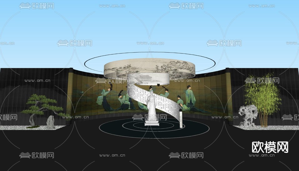 现代文化展馆su模型下载(渲染图1)