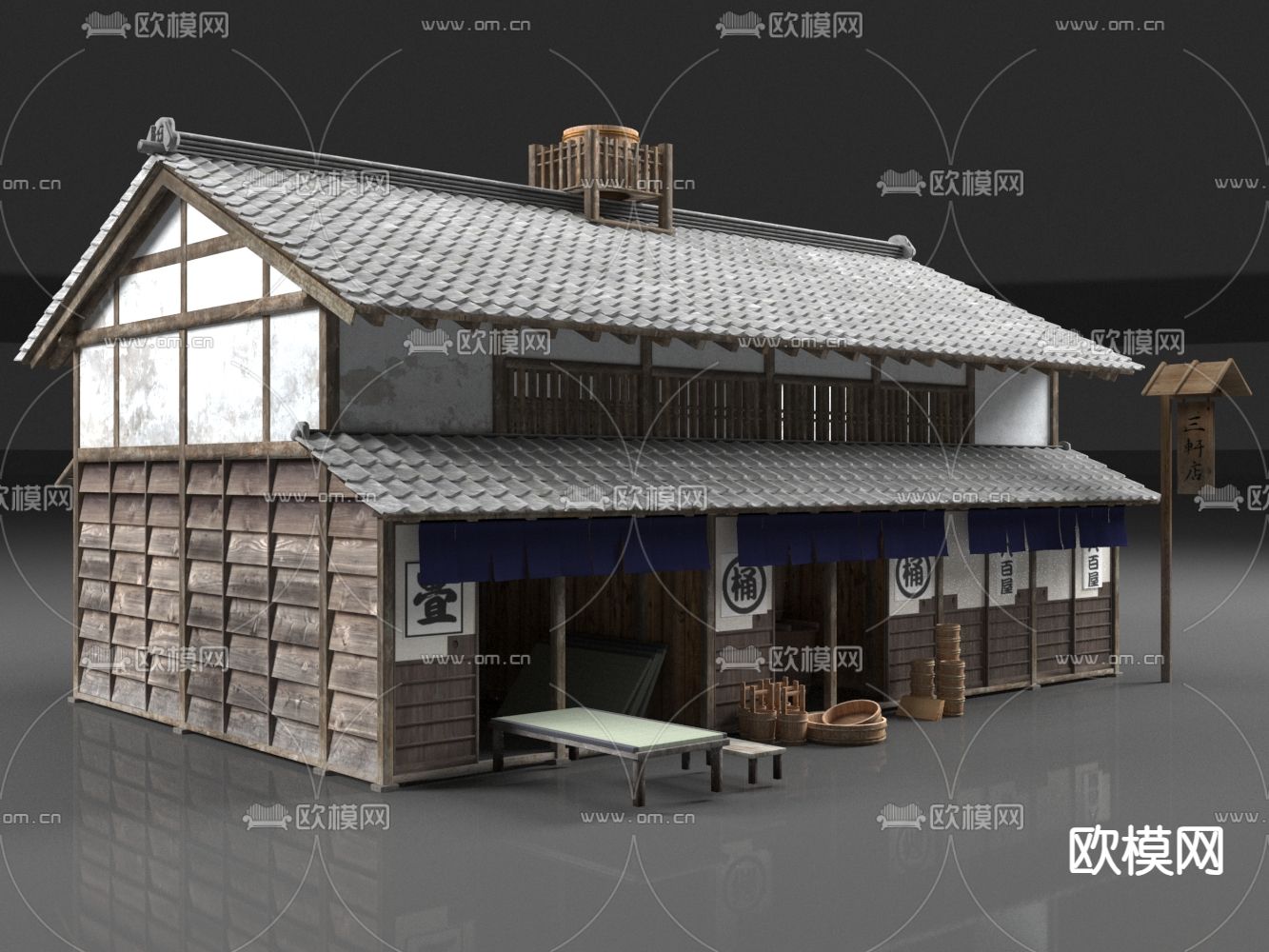日式杂货铺 老房子 木房子3d模型下载