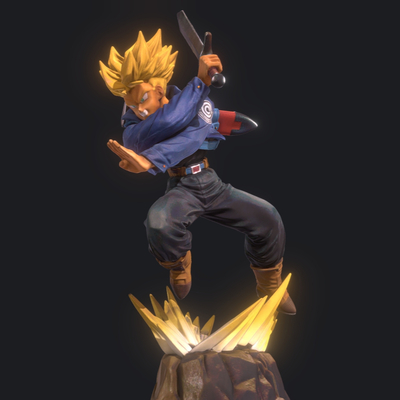  七龙珠人物手办 特兰克斯 赛亚人su模型 