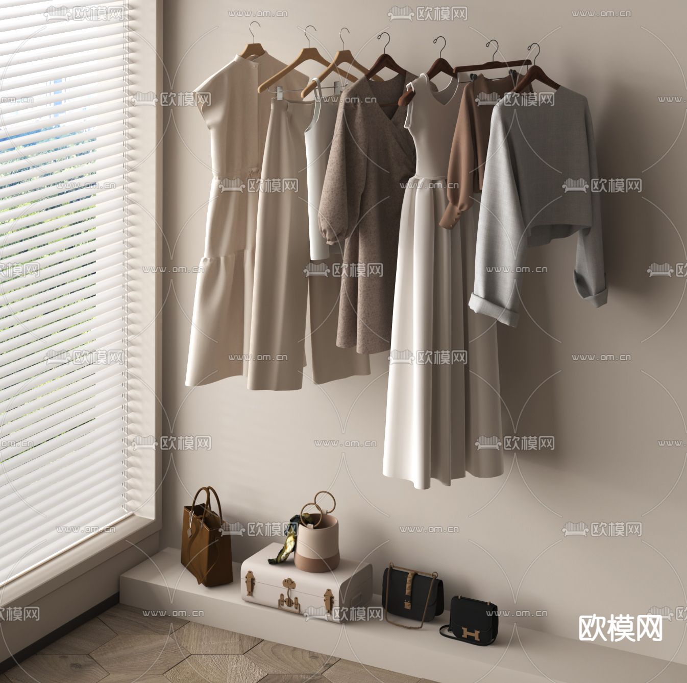 衣服 包包 鞋子 衣挂3d模型下载