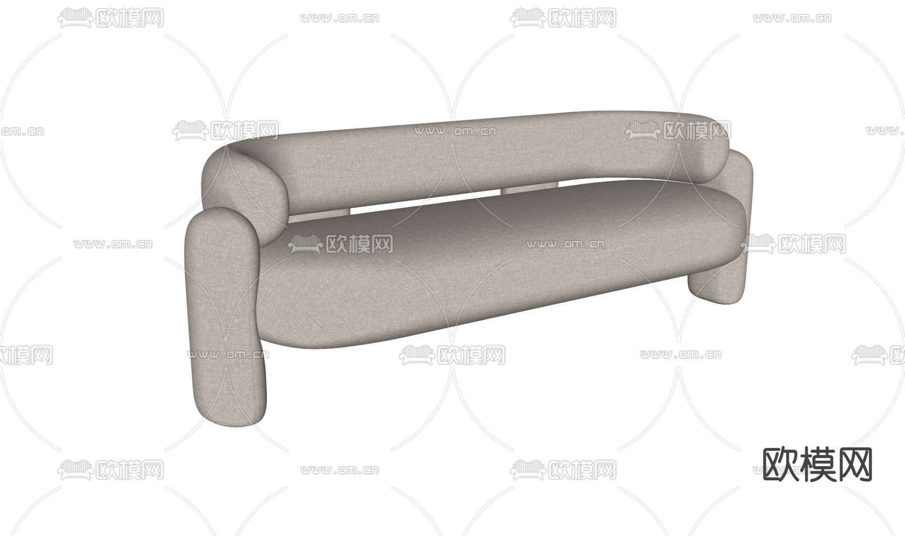 侘寂风沙发 多人沙发su模型下载（渲染图2）