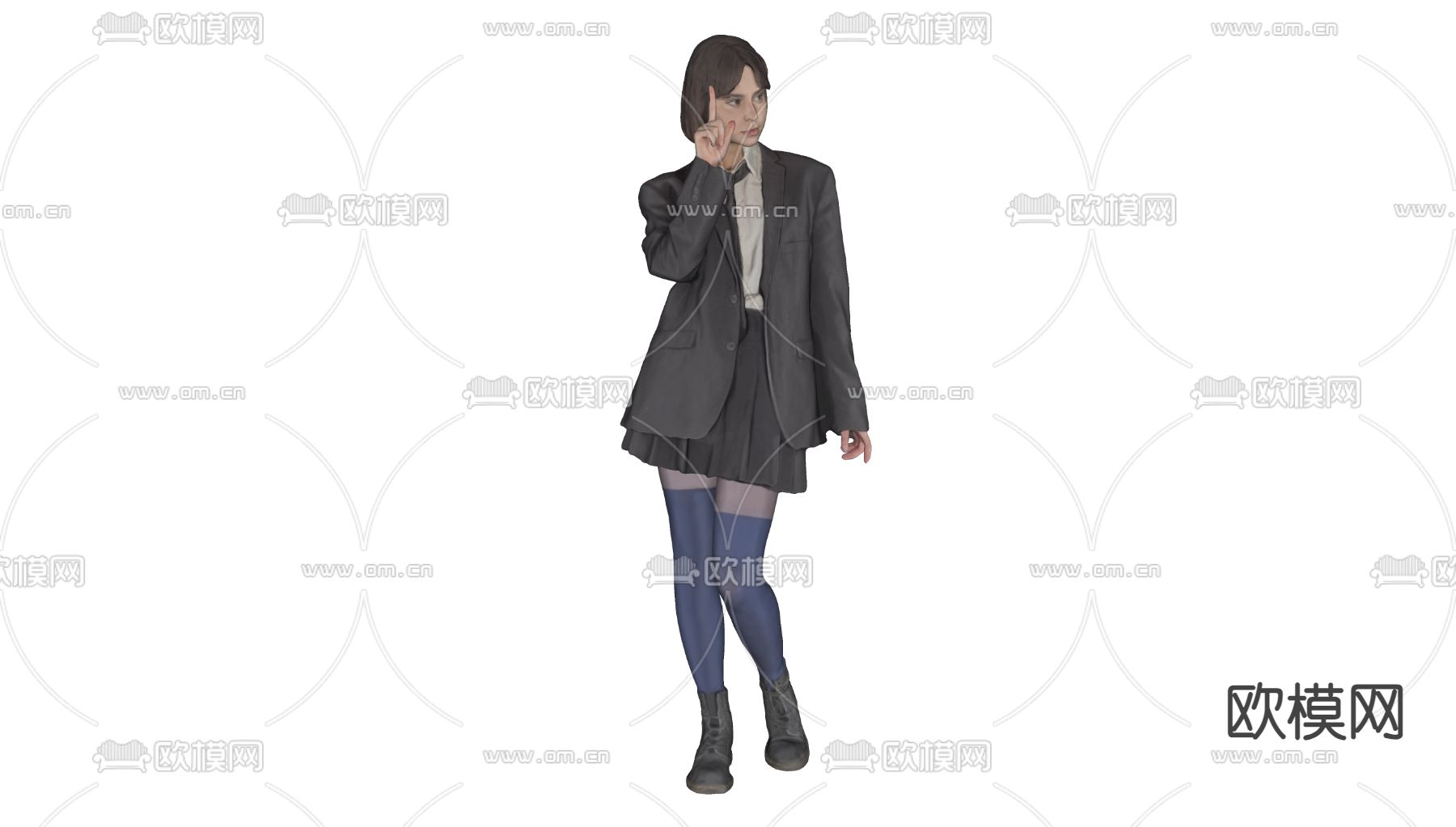 英伦风可爱女生 JK高中女生su模型下载（渲染图1）