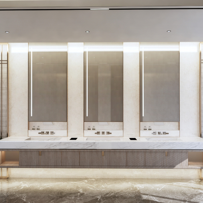  卫生间洗手台su模型 