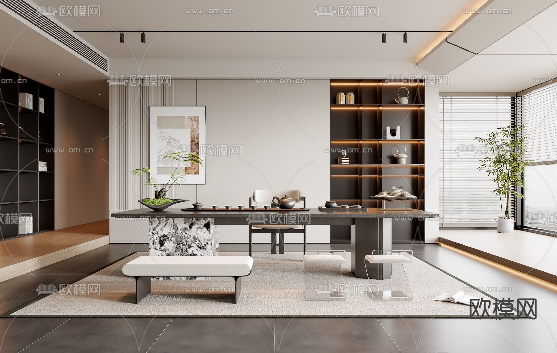 现代茶室3d模型下载