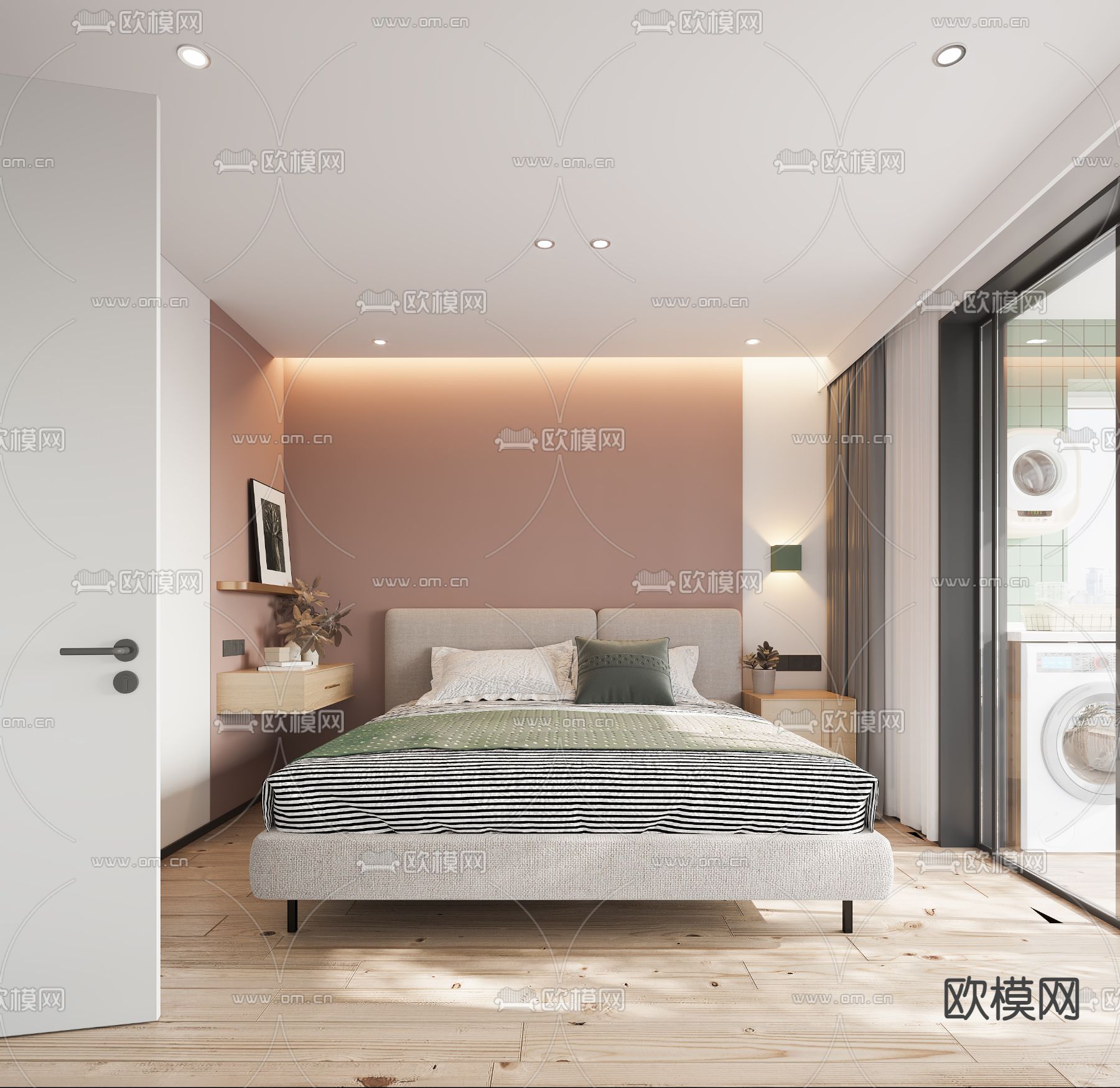 北欧卧室 主卧3d模型下载（渲染图1）