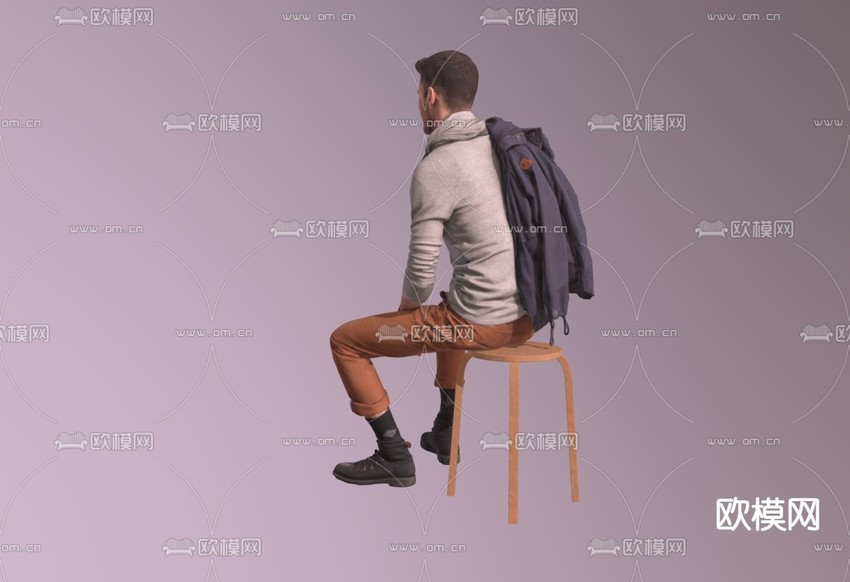 坐椅子男人su模型下载(渲染图3)